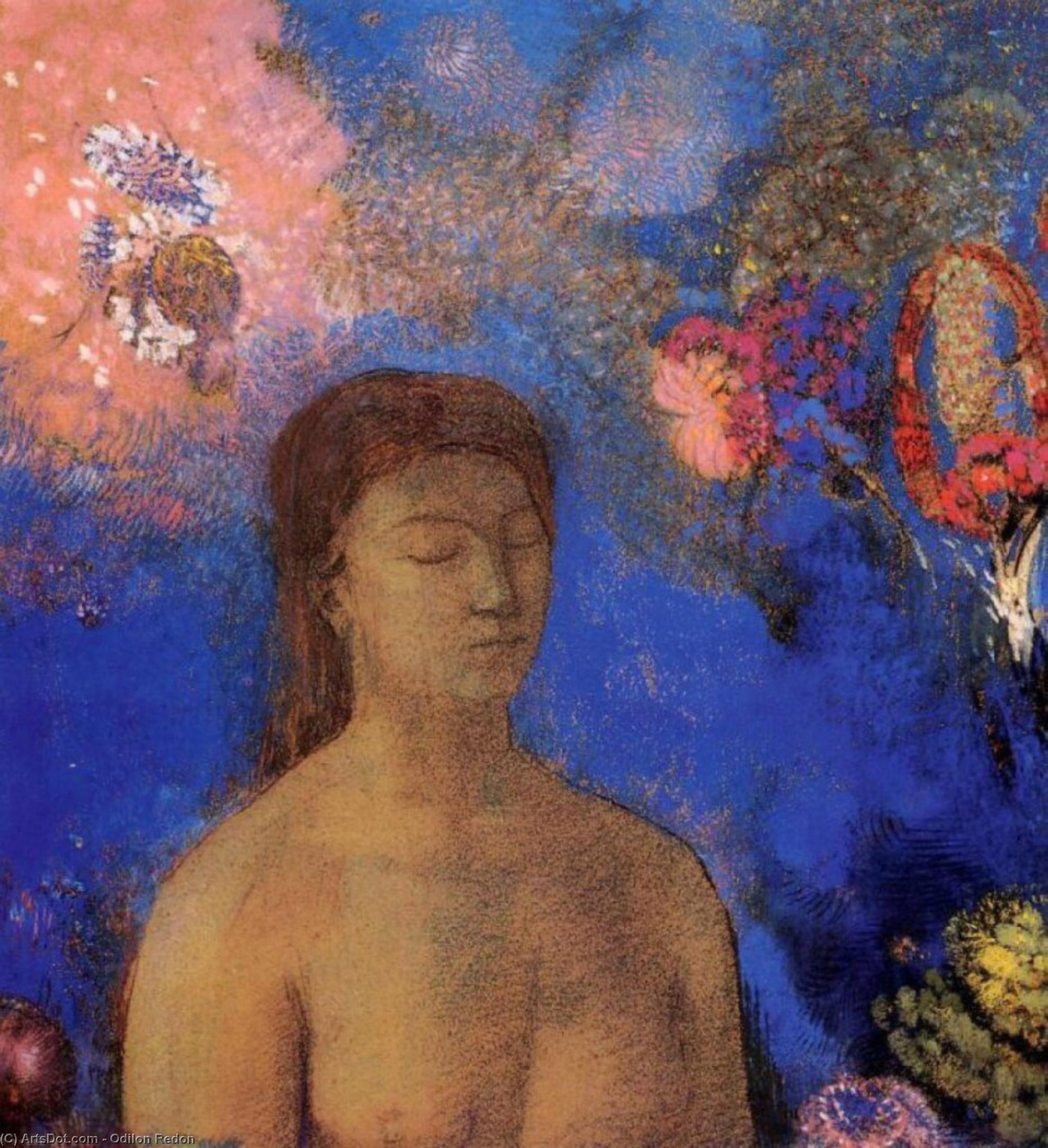 Wikioo.org - The Encyclopedia of Fine Arts - Painting, Artwork by Odilon Redon - Closed Eyes