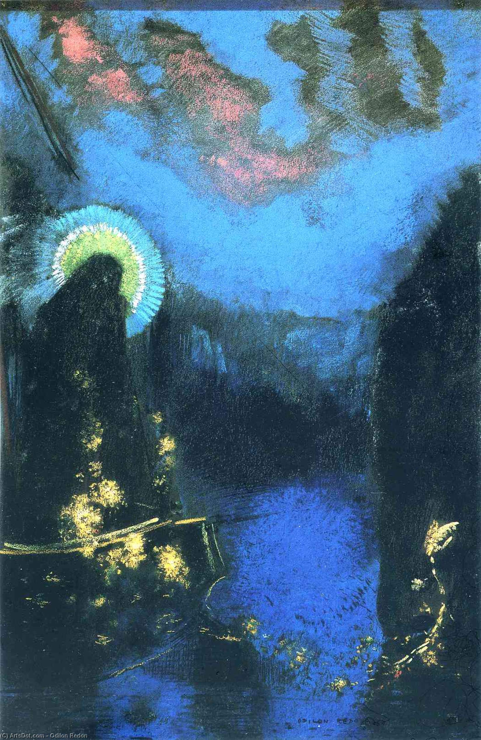 Wikoo.org - موسوعة الفنون الجميلة - اللوحة، العمل الفني Odilon Redon - The Boat (Virgin with Corona)