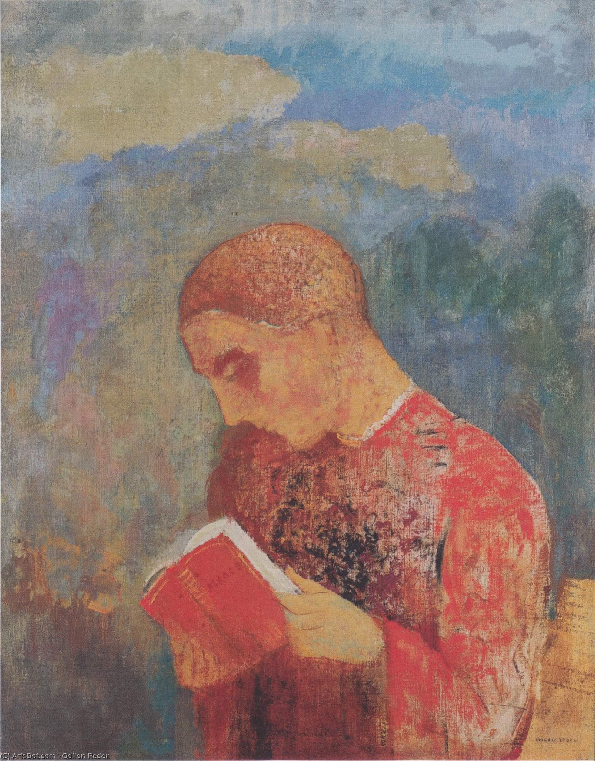 WikiOO.org - Encyclopedia of Fine Arts - Maľba, Artwork Odilon Redon - Alsace or reading monk