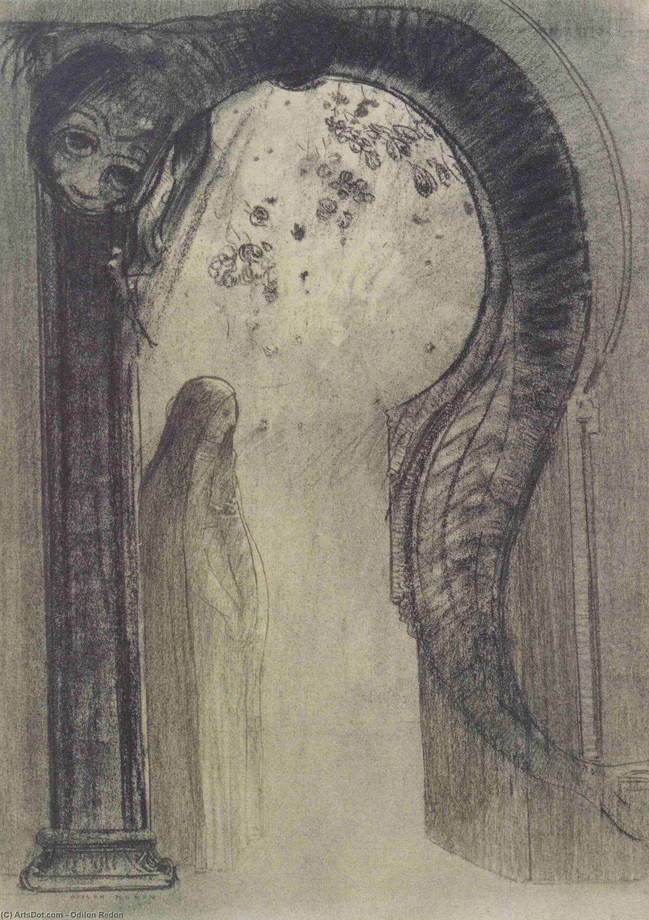 WikiOO.org - دایره المعارف هنرهای زیبا - نقاشی، آثار هنری Odilon Redon - Woman and Serpent