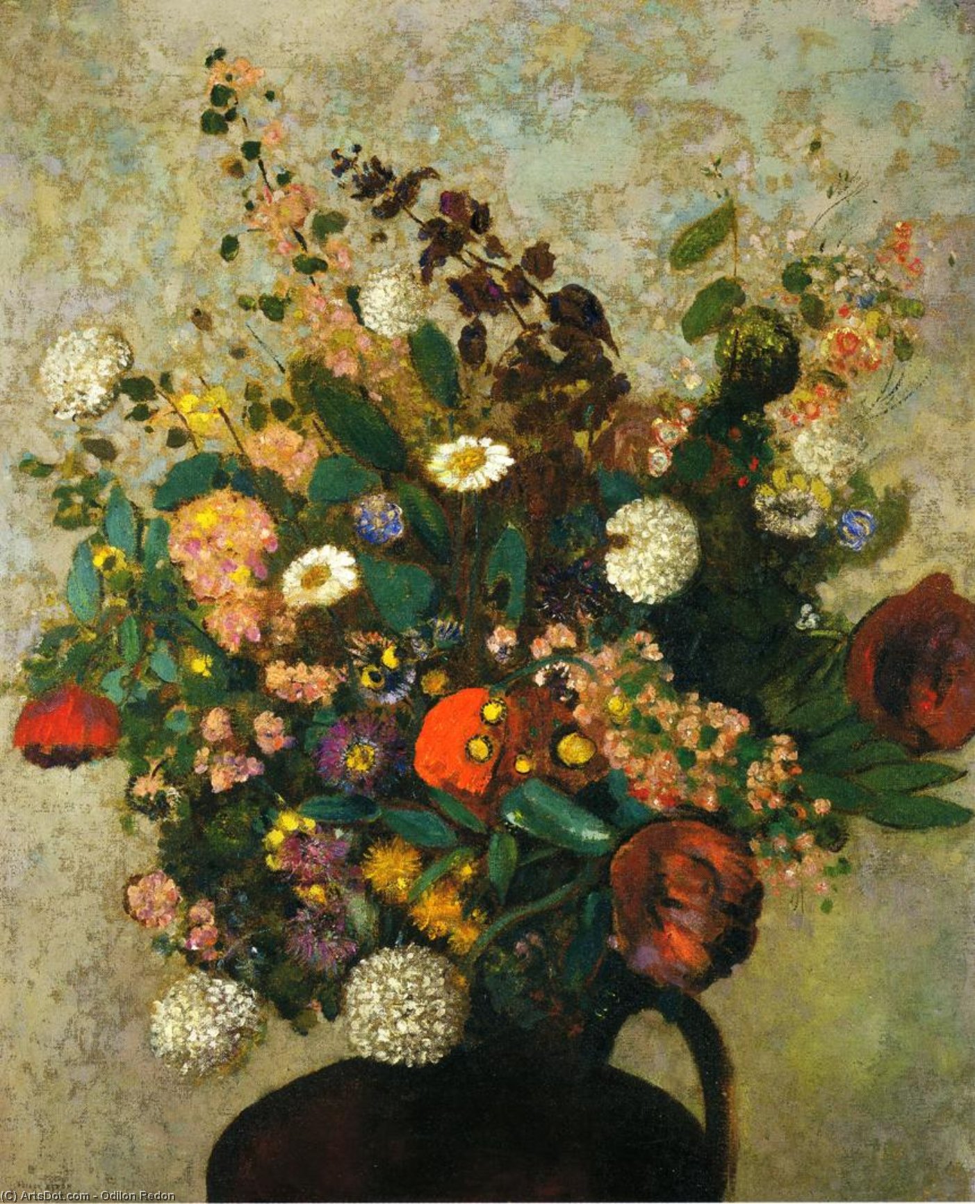 Wikoo.org - موسوعة الفنون الجميلة - اللوحة، العمل الفني Odilon Redon - Bouquet of Flowers