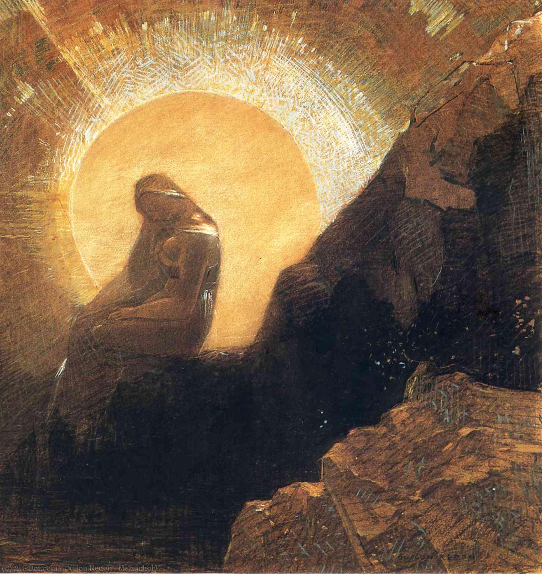 Wikioo.org - The Encyclopedia of Fine Arts - Painting, Artwork by Odilon Redon - Melancholy
