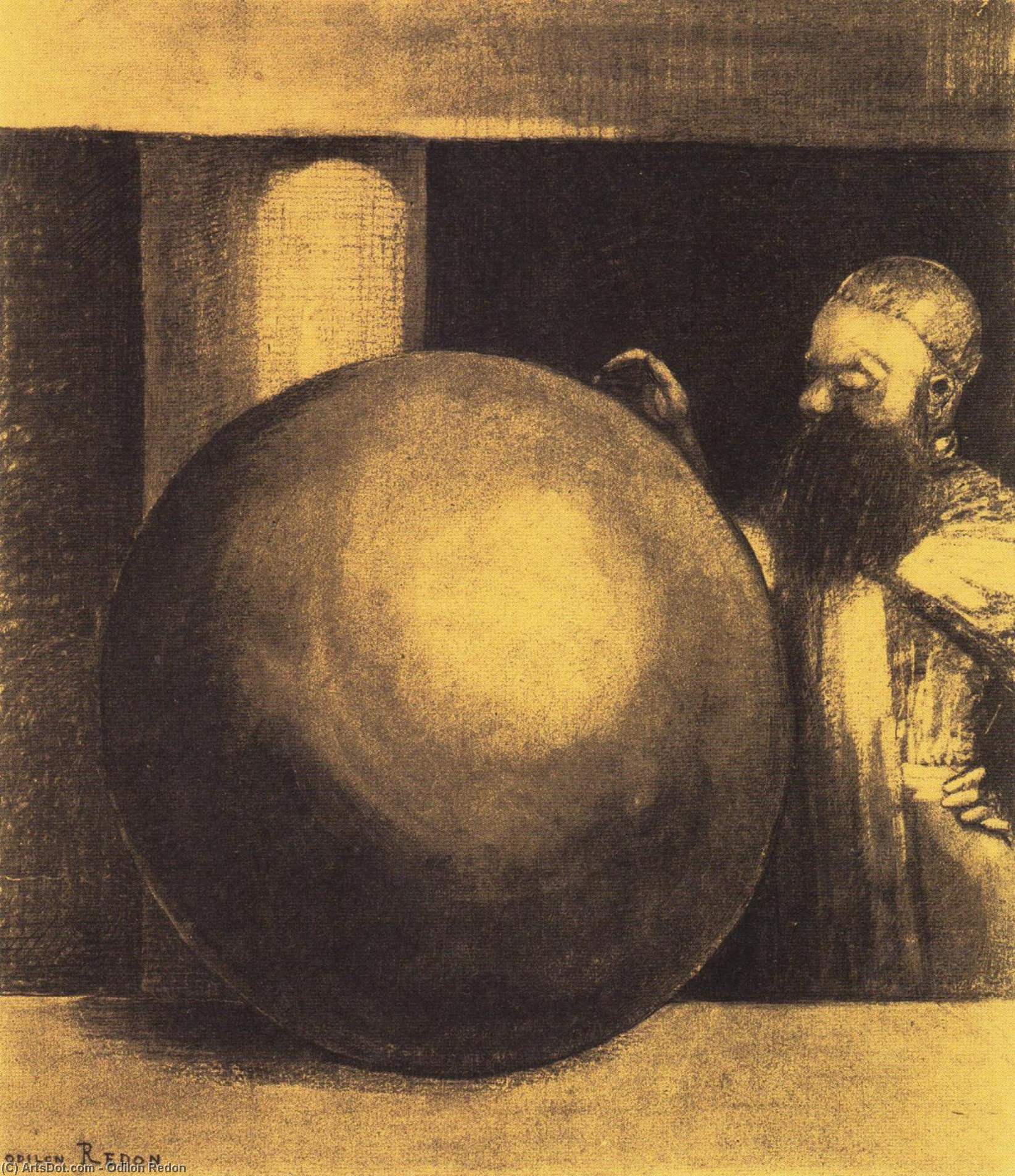 Wikioo.org - The Encyclopedia of Fine Arts - Painting, Artwork by Odilon Redon - The Prisoner (Boulet)