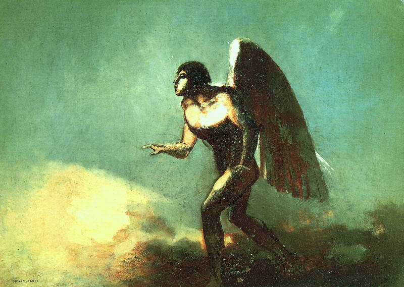 Wikioo.org - The Encyclopedia of Fine Arts - Painting, Artwork by Odilon Redon - The Winged Man (The Fallen Angel)