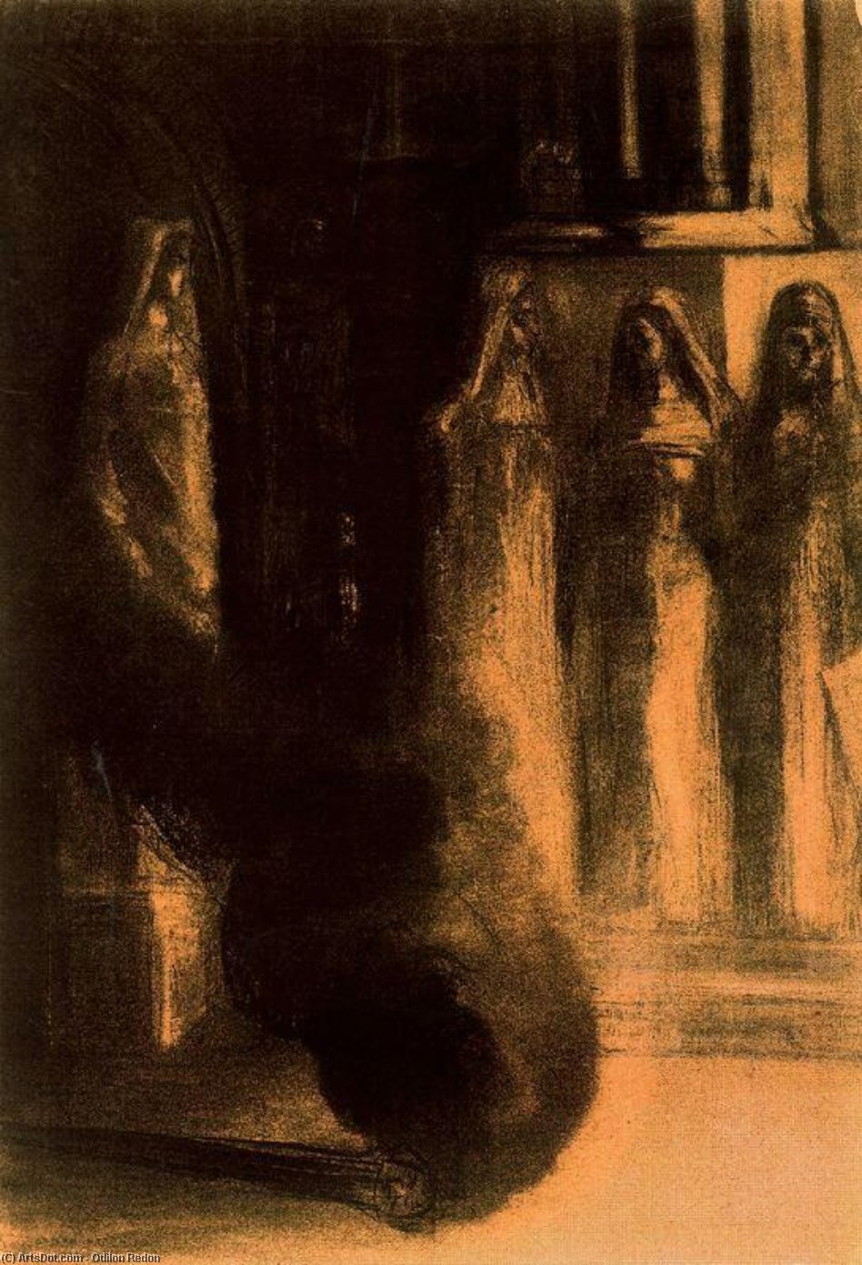 Wikioo.org – La Enciclopedia de las Bellas Artes - Pintura, Obras de arte de Odilon Redon - El negro antorchas