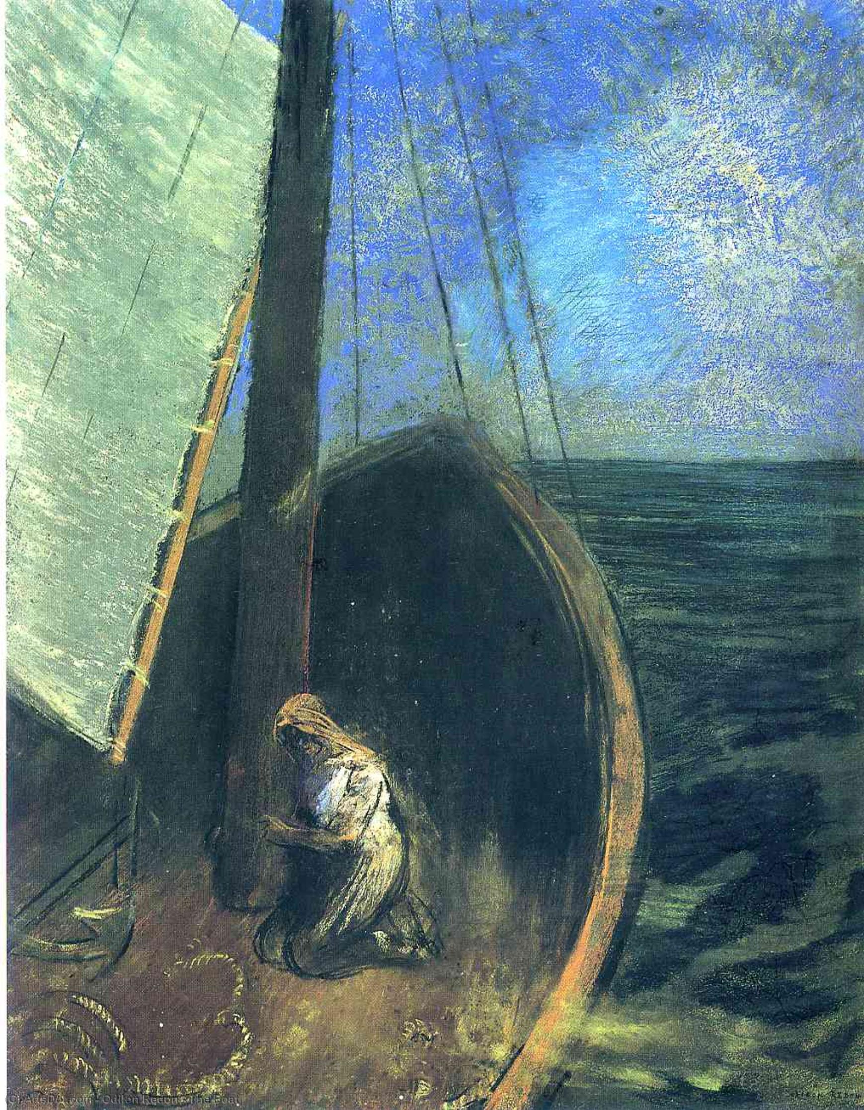 Wikoo.org - موسوعة الفنون الجميلة - اللوحة، العمل الفني Odilon Redon - The Boat