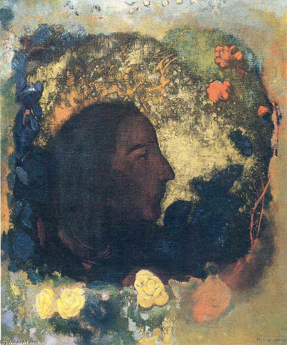 WikiOO.org - Enciclopédia das Belas Artes - Pintura, Arte por Odilon Redon - Black Profile (Gauguin)