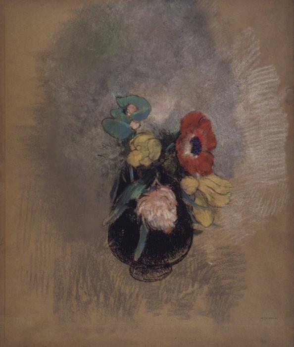 WikiOO.org - 백과 사전 - 회화, 삽화 Odilon Redon - Anemones and Tulips