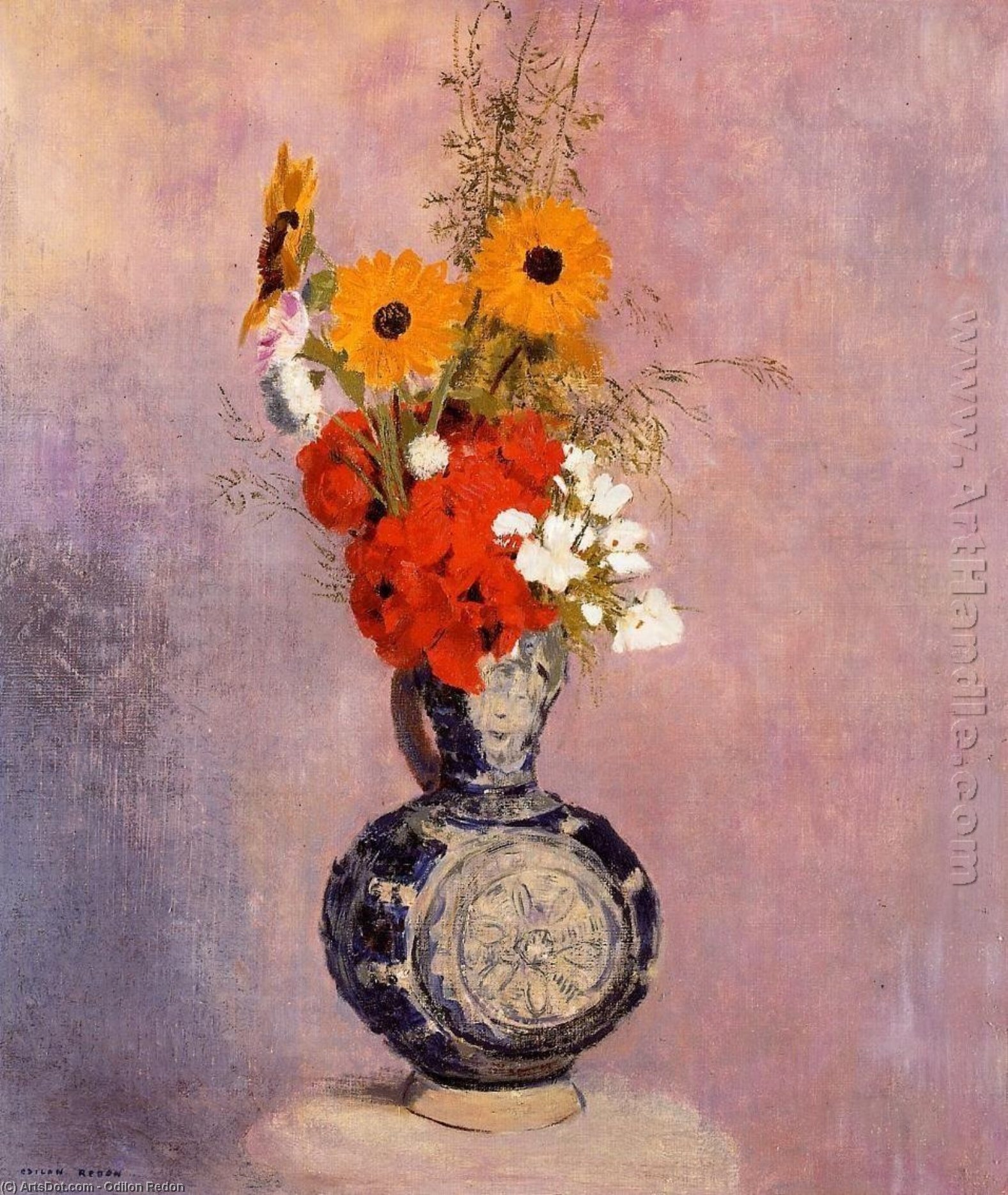 WikiOO.org - Енциклопедия за изящни изкуства - Живопис, Произведения на изкуството Odilon Redon - Bouquet of Flowers in a Blue Vase