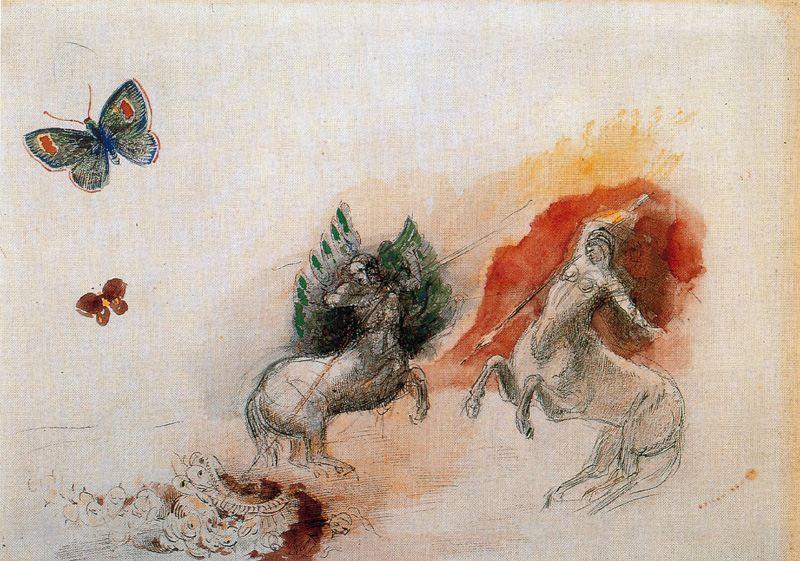 WikiOO.org - Enciklopedija likovnih umjetnosti - Slikarstvo, umjetnička djela Odilon Redon - Combat of Centaurs