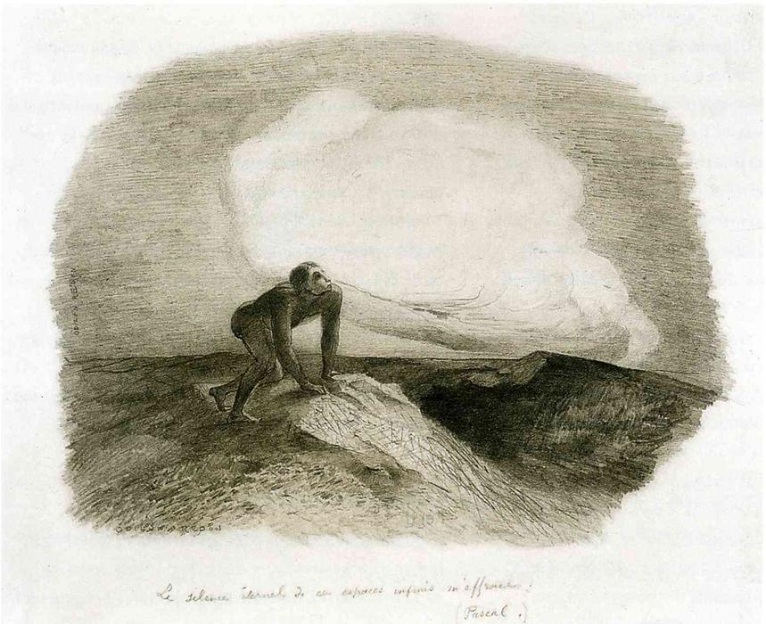 WikiOO.org - Enciclopedia of Fine Arts - Pictura, lucrări de artă Odilon Redon - The eternal silence of these infinite spaces frightens me