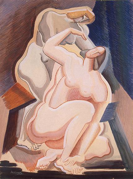 Wikioo.org – La Enciclopedia de las Bellas Artes - Pintura, Obras de arte de Alexander Porfiryevich Archipenko - Dos desnudo femenino Cifras ( Sentada y doblado )