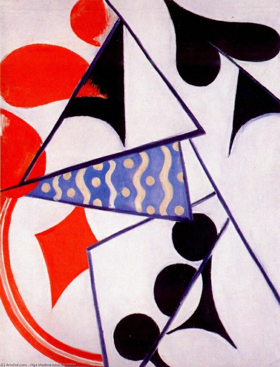 WikiOO.org - Encyclopedia of Fine Arts - Lukisan, Artwork Olga Vladimirovna Rozanova - Four aces (Simultaneous Composition)