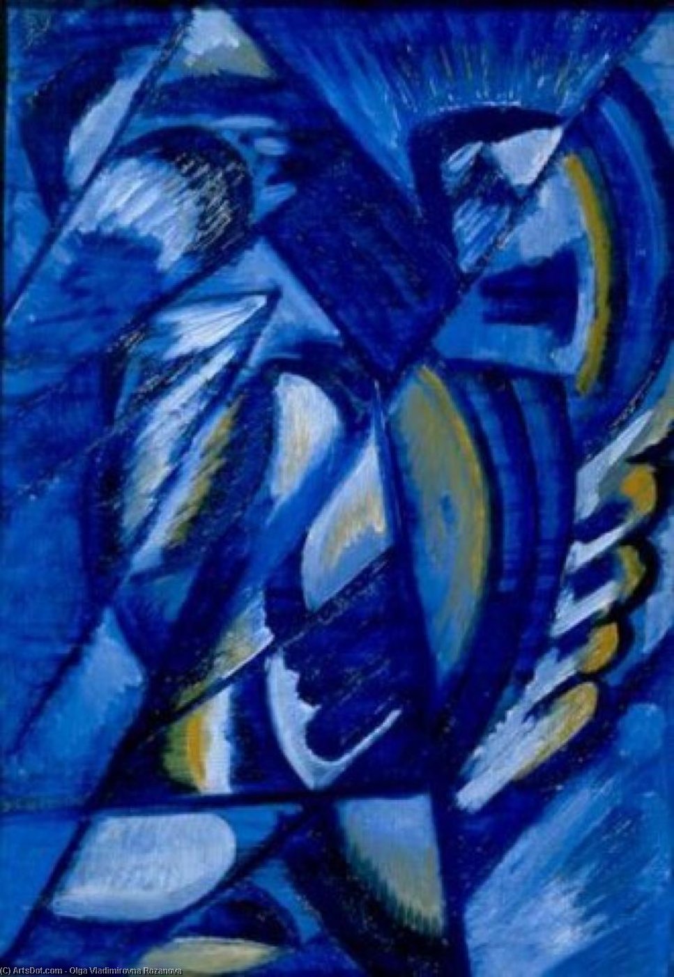 WikiOO.org - Encyclopedia of Fine Arts - Malba, Artwork Olga Vladimirovna Rozanova - Blue on Tin