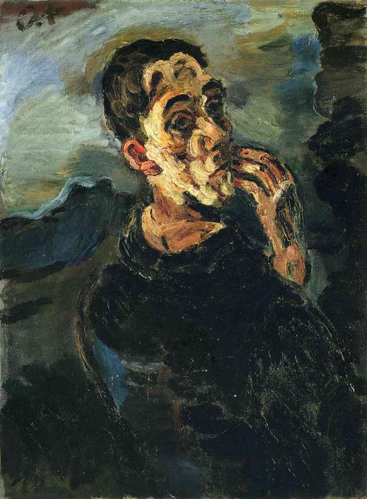 Wikioo.org - The Encyclopedia of Fine Arts - Painting, Artwork by Oskar Kokoschka - Self-Portrait with Hand by his face.