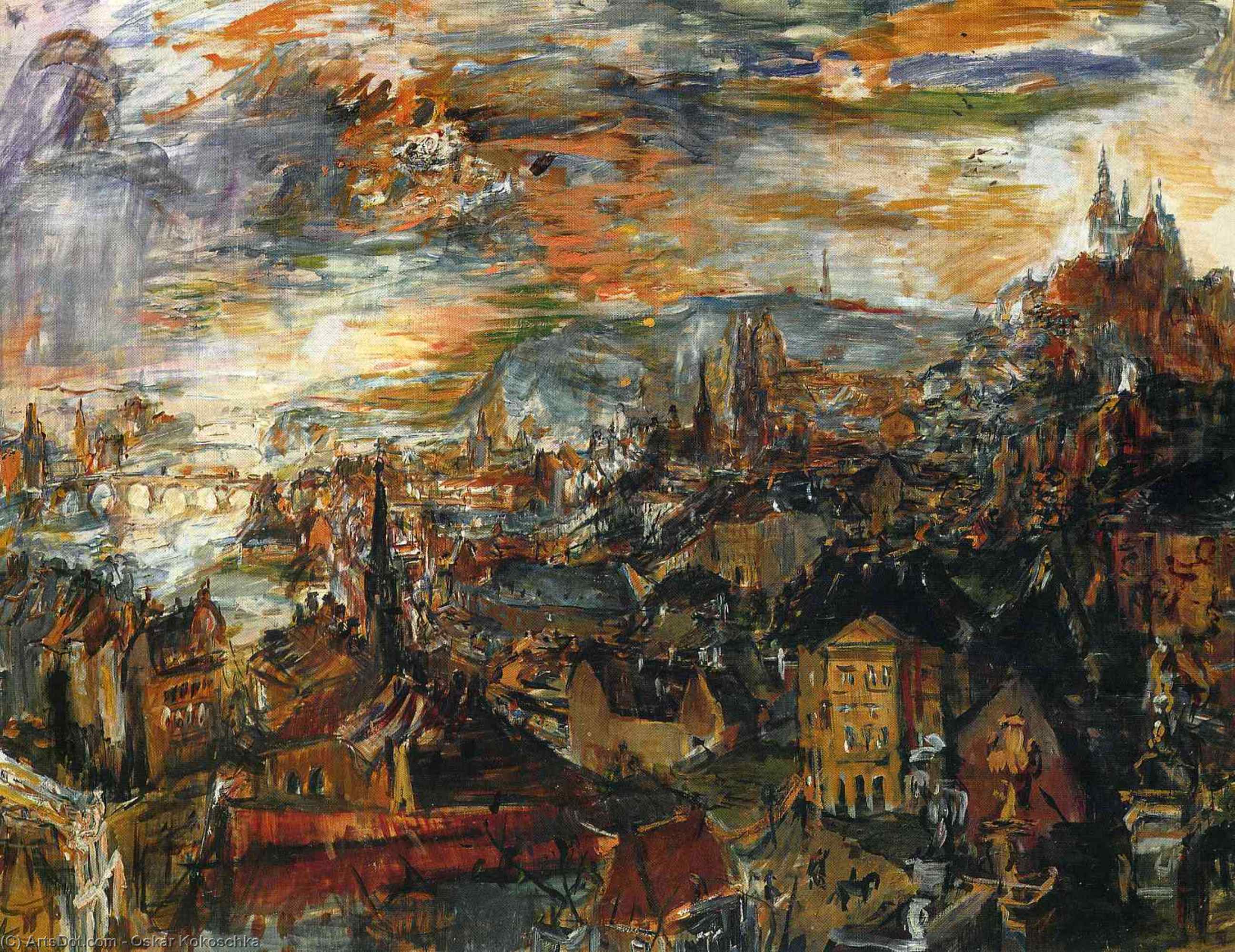 Wikioo.org - The Encyclopedia of Fine Arts - Painting, Artwork by Oskar Kokoschka - View of Prague
