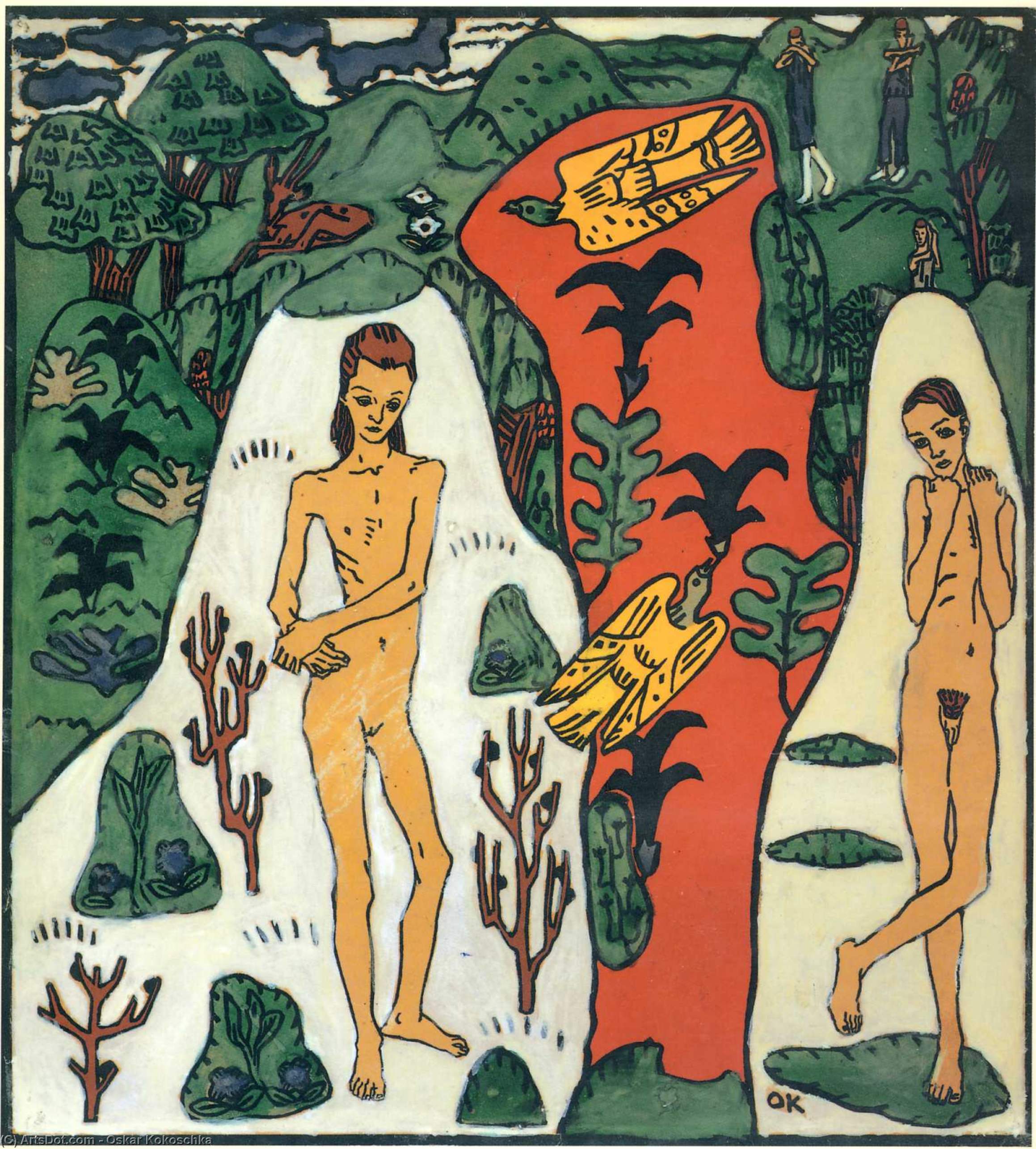 WikiOO.org - Encyclopedia of Fine Arts - Maalaus, taideteos Oskar Kokoschka - The Dreaming Boys