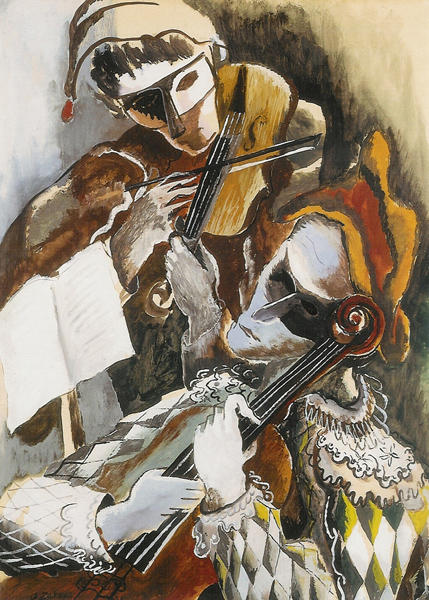 WikiOO.org - אנציקלופדיה לאמנויות יפות - ציור, יצירות אמנות Ossip Zadkine - Harlequins violinists hidden
