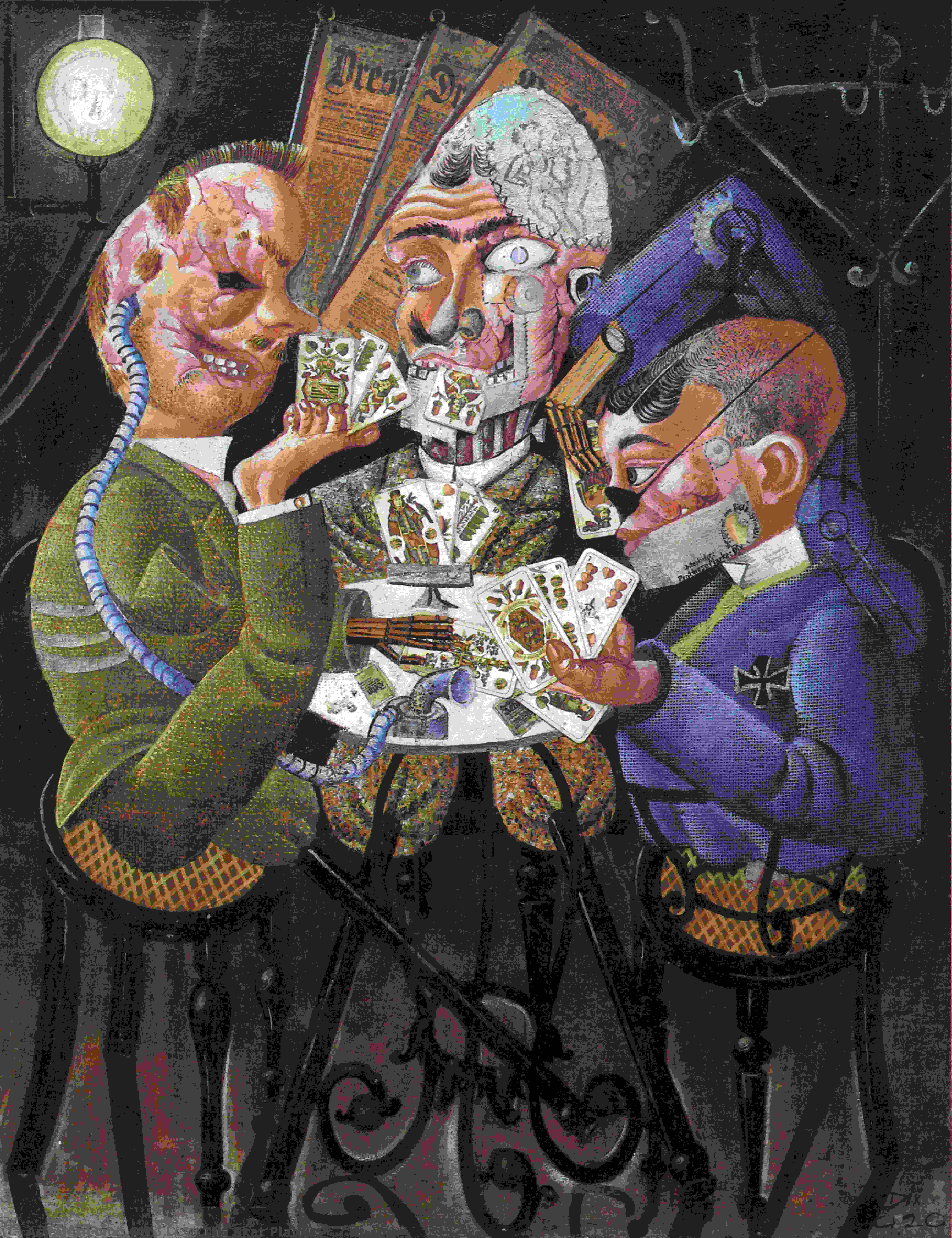 Wikoo.org - موسوعة الفنون الجميلة - اللوحة، العمل الفني Otto Dix - The Skat Players