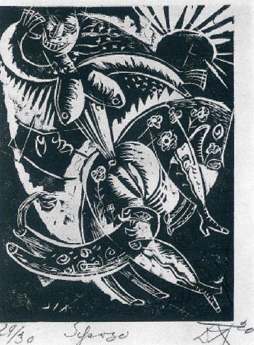 WikiOO.org - Encyclopedia of Fine Arts - Maalaus, taideteos Otto Dix - Scherzo from the portfolio Nine Woodcuts