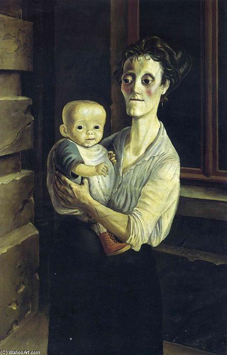 Wikoo.org - موسوعة الفنون الجميلة - اللوحة، العمل الفني Otto Dix - Mother with Child