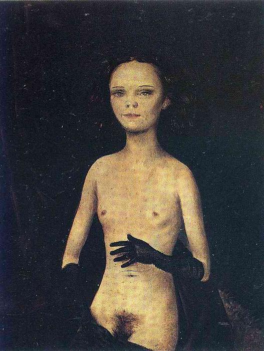 WikiOO.org - Encyclopedia of Fine Arts - Schilderen, Artwork Otto Dix - Nude Girl with Gloves