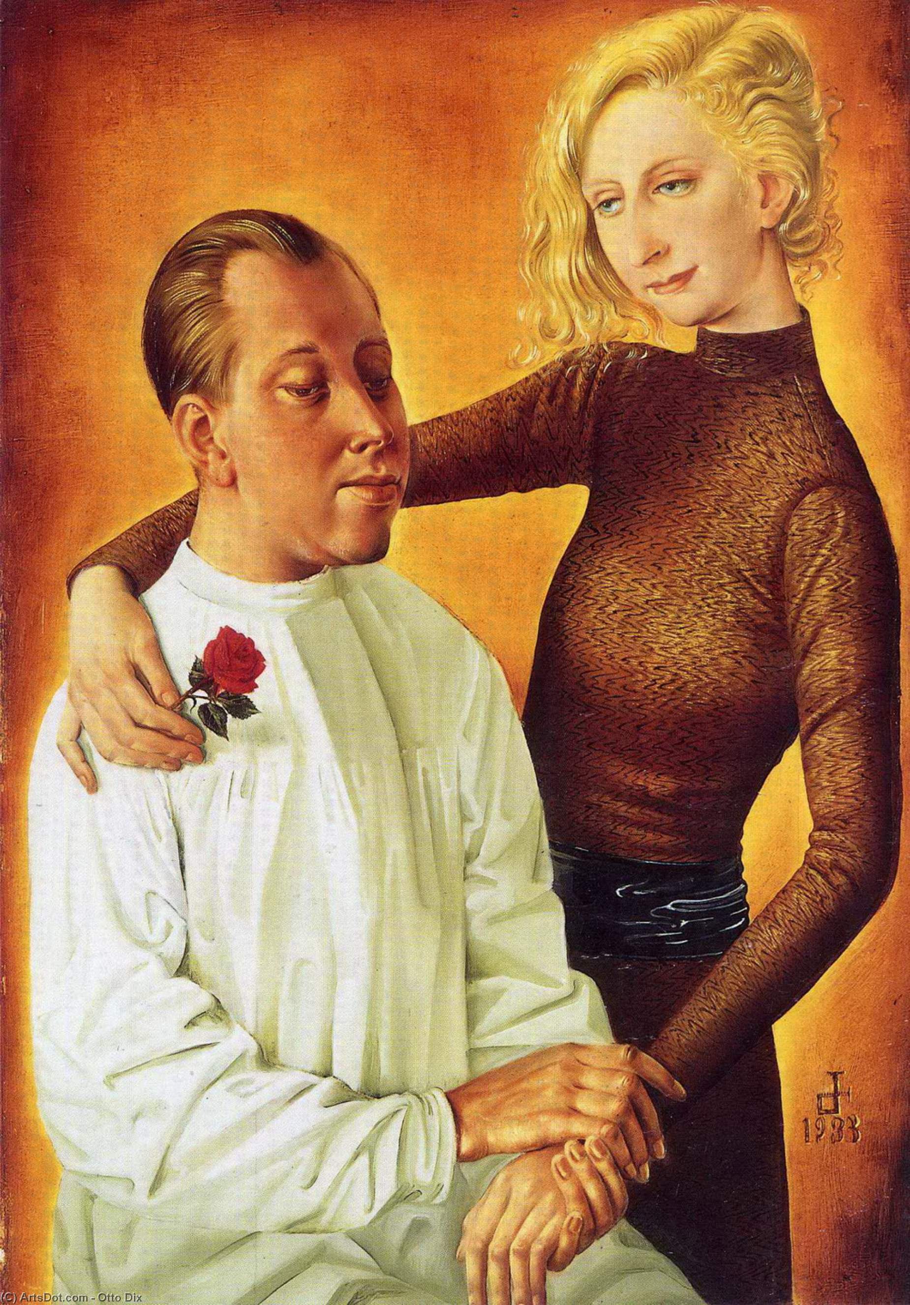 Wikioo.org – L'Enciclopedia delle Belle Arti - Pittura, Opere di Otto Dix - ritratto il pittore hans theo richter e sua moglie Gisela