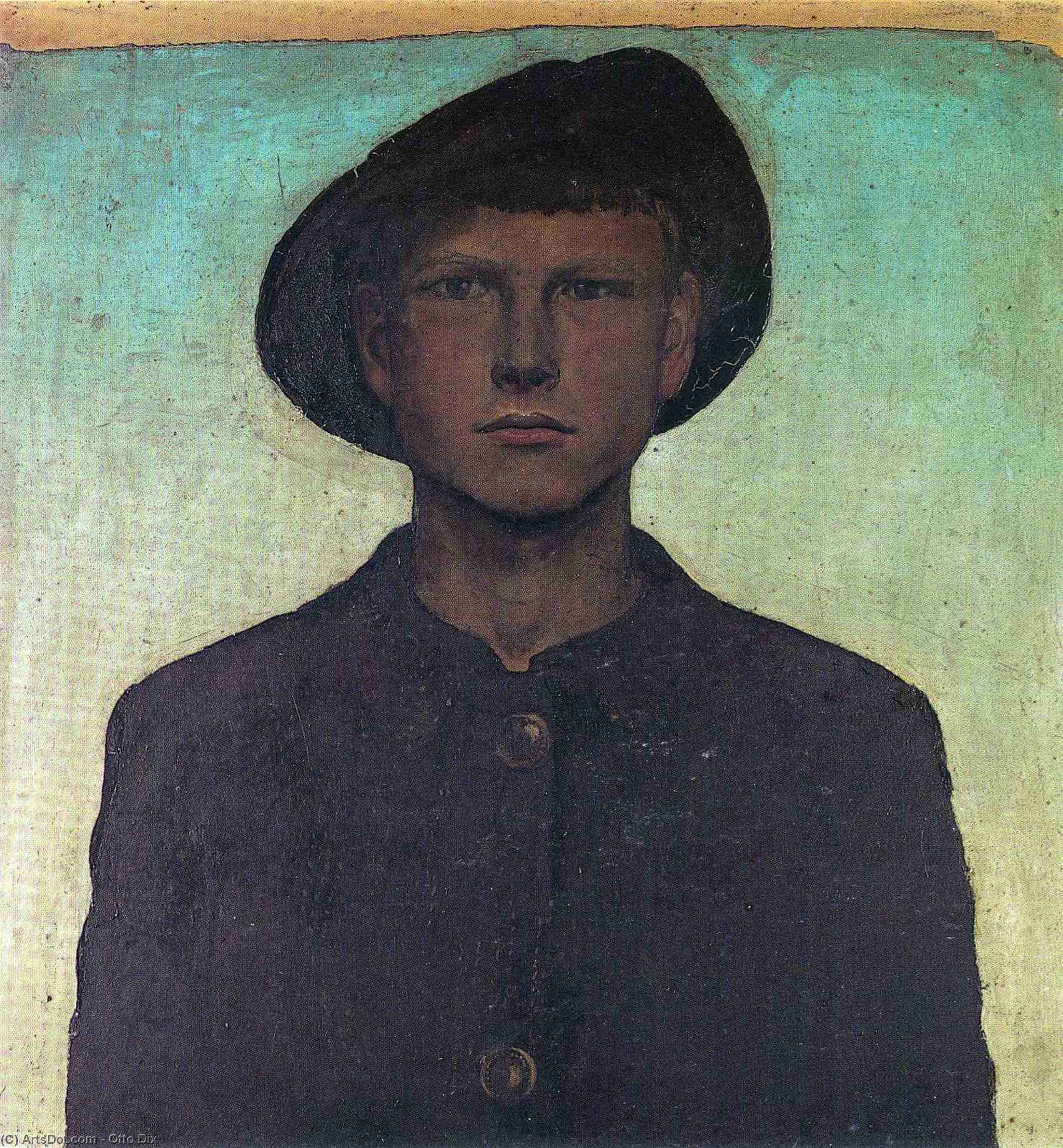 Wikioo.org – L'Enciclopedia delle Belle Arti - Pittura, Opere di Otto Dix - Self-Portrait con wanderhut