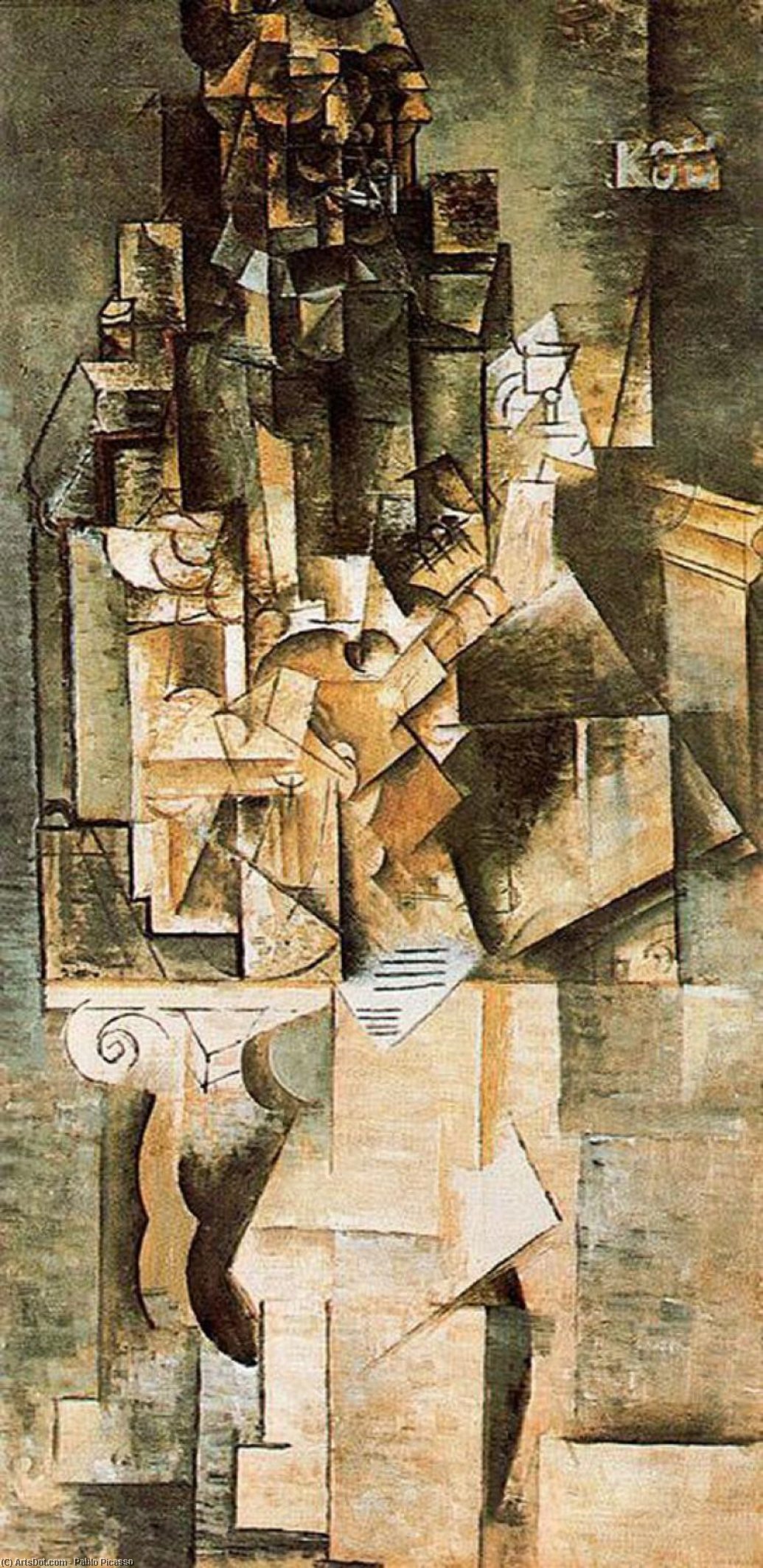 Wikioo.org - Die Enzyklopädie bildender Kunst - Malerei, Kunstwerk von Pablo Picasso - mann mit ein gitarre