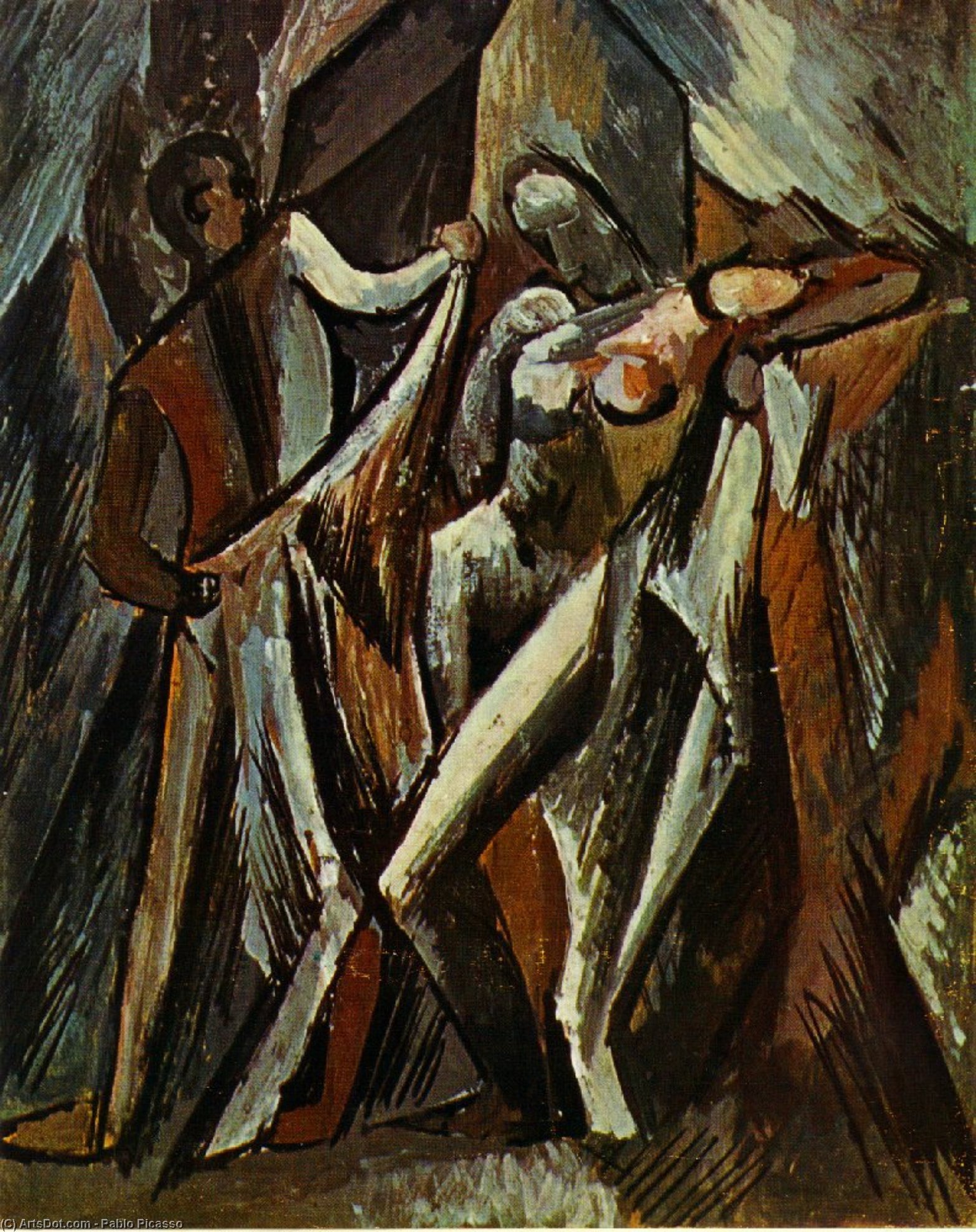 Wikioo.org - Bách khoa toàn thư về mỹ thuật - Vẽ tranh, Tác phẩm nghệ thuật Pablo Picasso - Bathers Drying Themselves
