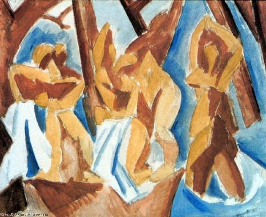 Wikioo.org - Bách khoa toàn thư về mỹ thuật - Vẽ tranh, Tác phẩm nghệ thuật Pablo Picasso - Bathers in the forest