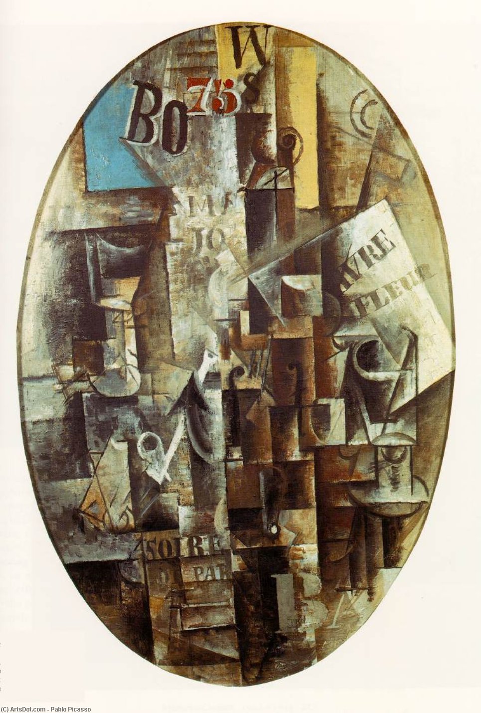 WikiOO.org – 美術百科全書 - 繪畫，作品 Pablo Picasso - 小提琴 玻璃  管  和  墨水瓶