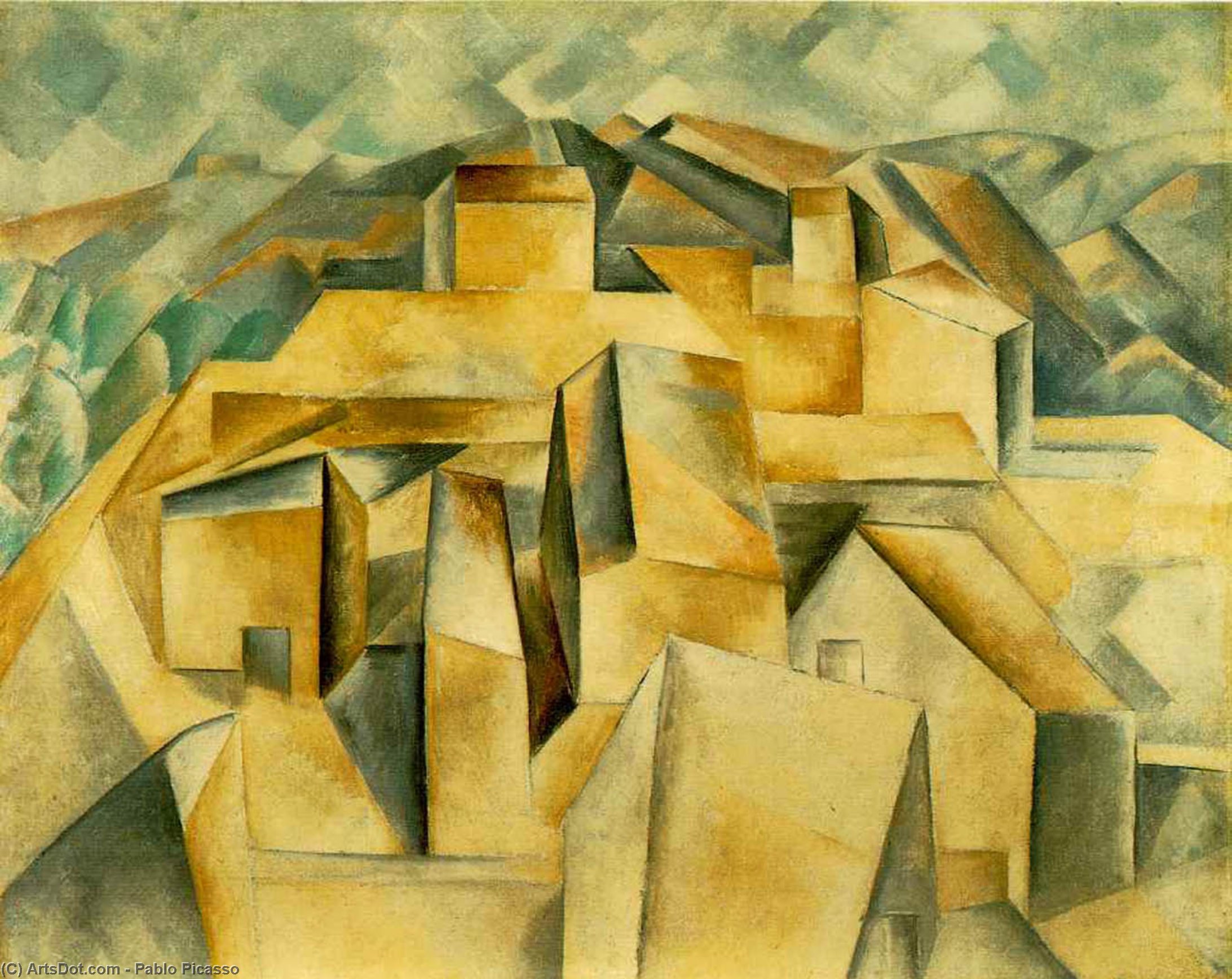 WikiOO.org - Εγκυκλοπαίδεια Καλών Τεχνών - Ζωγραφική, έργα τέχνης Pablo Picasso - Houses on the hill