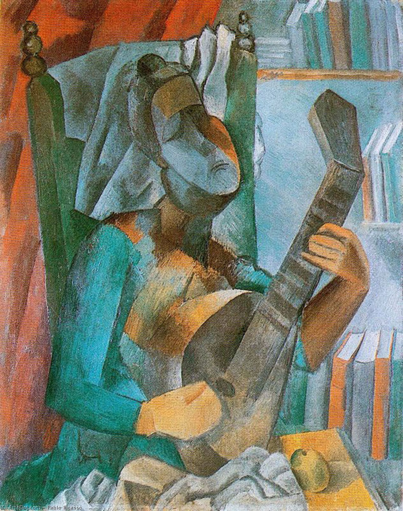 Wikioo.org - The Encyclopedia of Fine Arts - Painting, Artwork by Pablo Picasso - Woman with a Mandolin