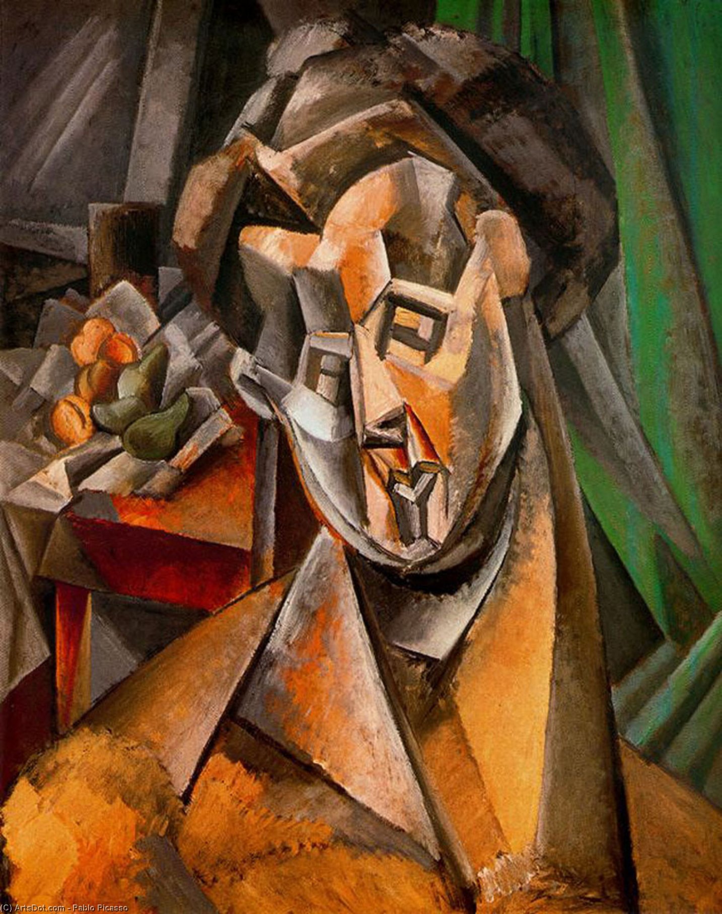 Wikioo.org - The Encyclopedia of Fine Arts - Painting, Artwork by Pablo Picasso - Woman and pears (Fernande)