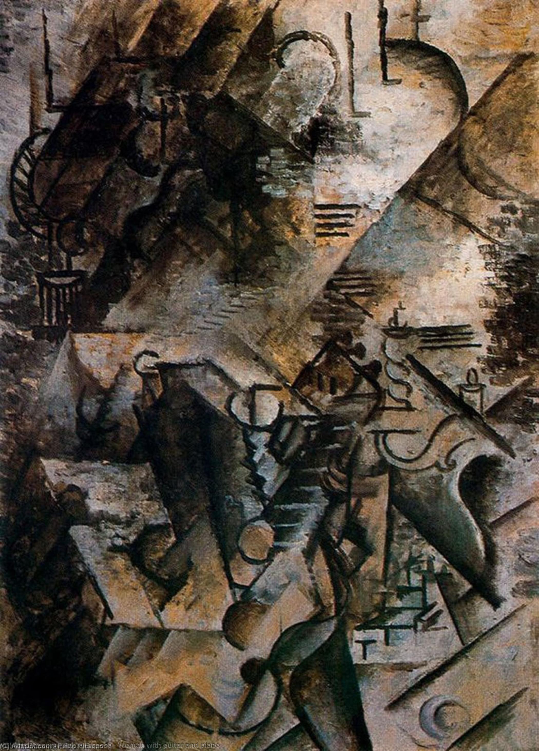 WikiOO.org - Encyclopedia of Fine Arts - Maleri, Artwork Pablo Picasso - Woman with guitar and piano