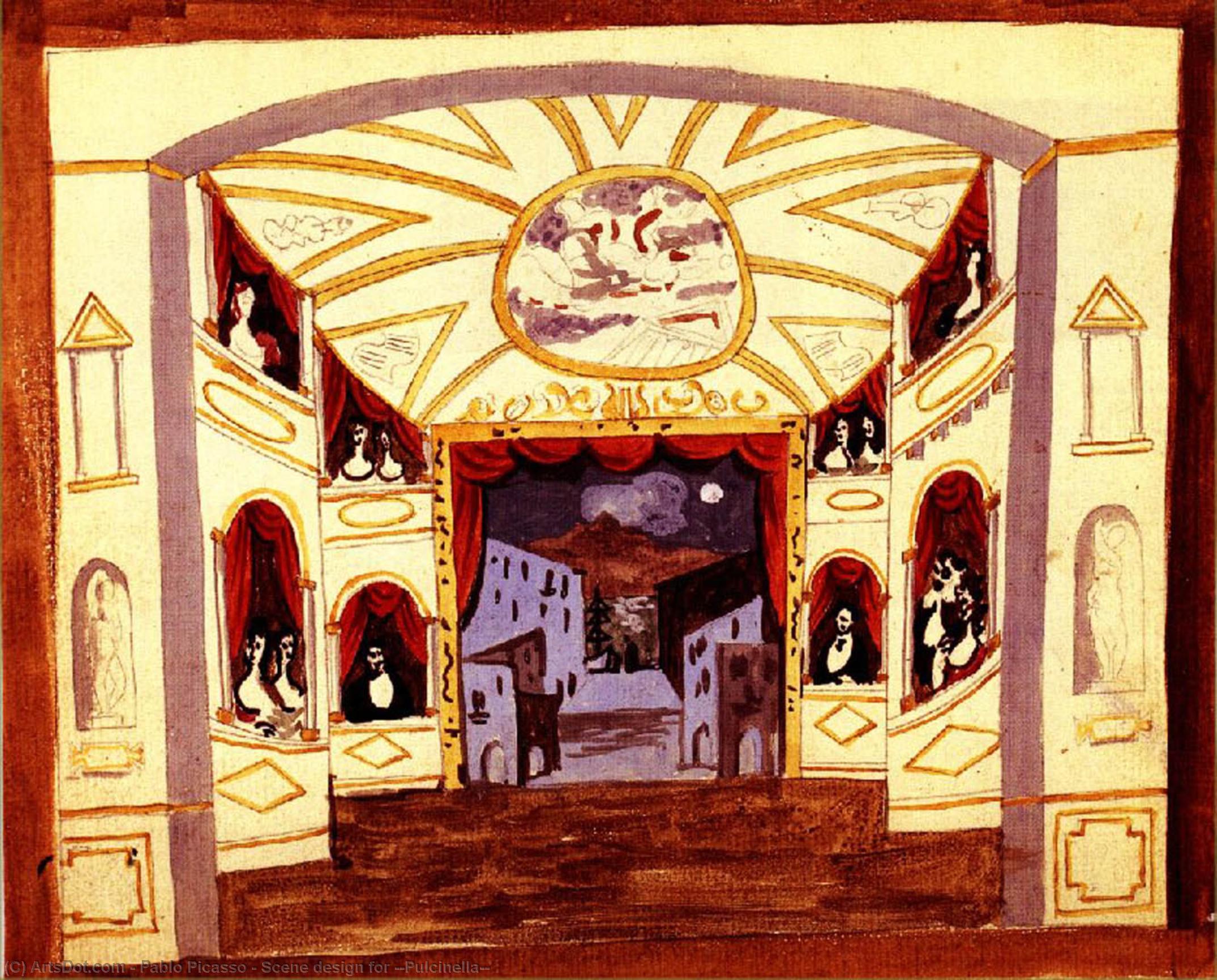 WikiOO.org - Encyclopedia of Fine Arts - Lukisan, Artwork Pablo Picasso - Scene design for ''Pulcinella''