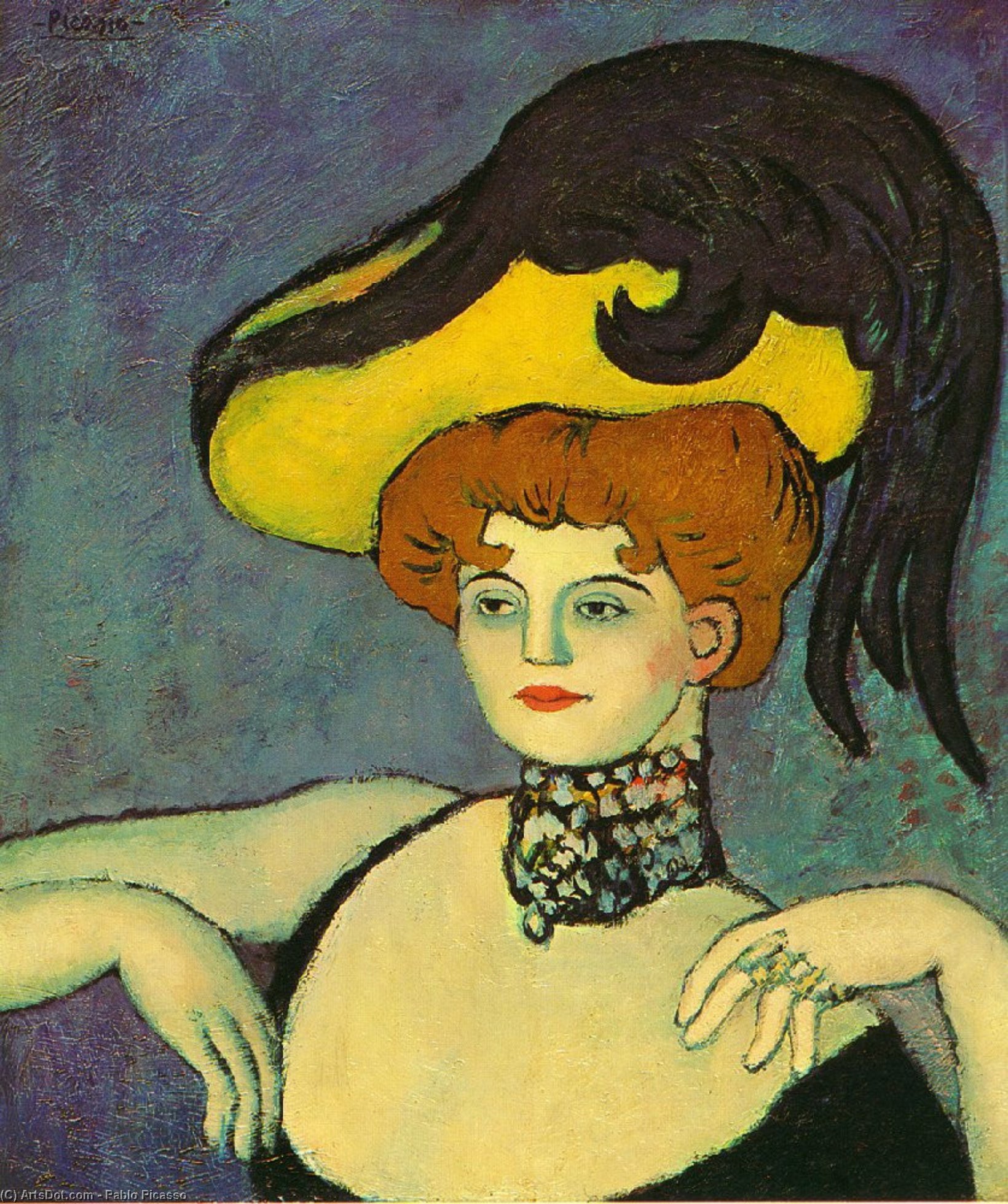 WikiOO.org - Enciklopedija dailės - Tapyba, meno kuriniai Pablo Picasso - Courtesan with necklace of gems