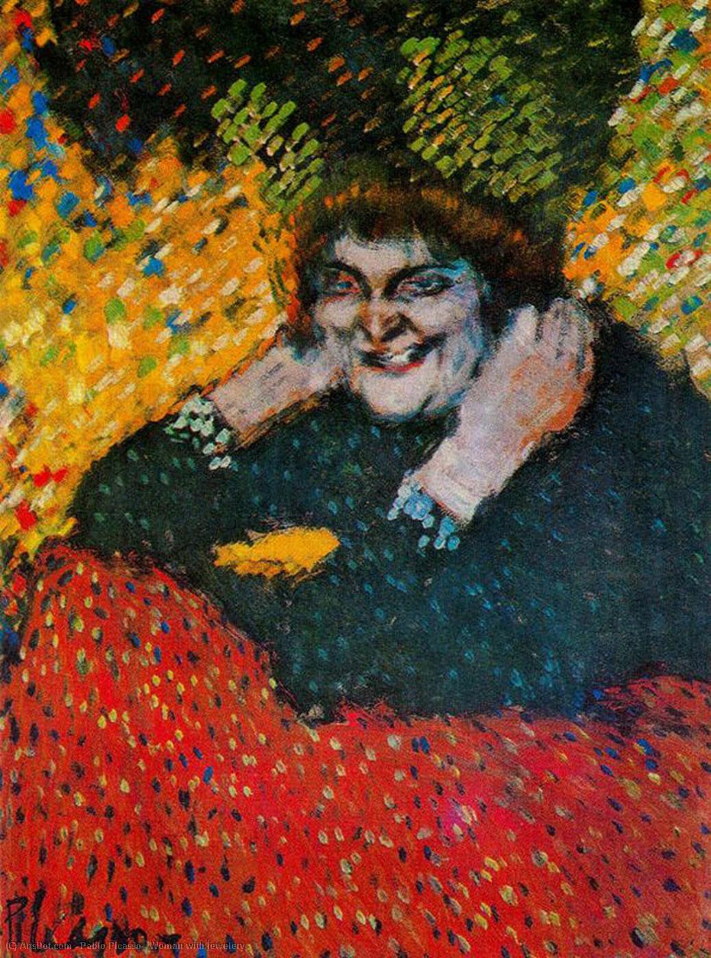 WikiOO.org - Encyclopedia of Fine Arts - Maleri, Artwork Pablo Picasso - Woman with jewelery