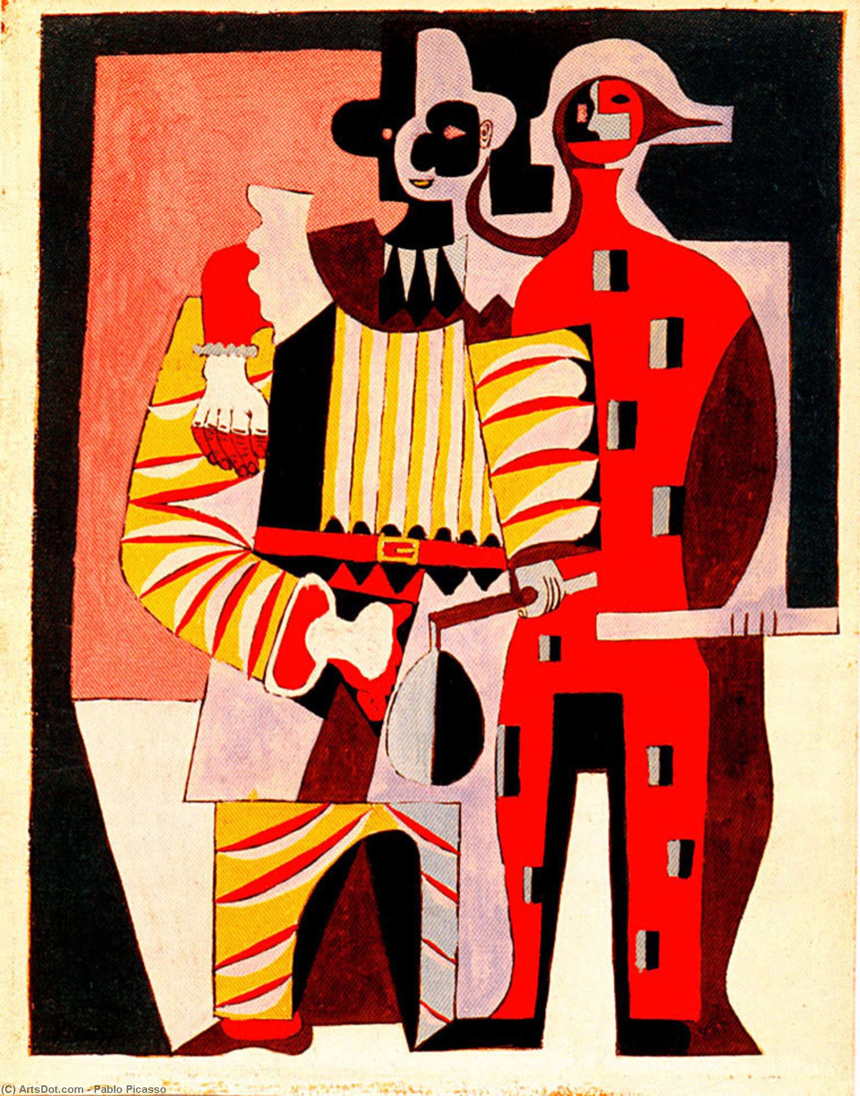 Wikioo.org - The Encyclopedia of Fine Arts - Painting, Artwork by Pablo Picasso - Pierrot and harlequin