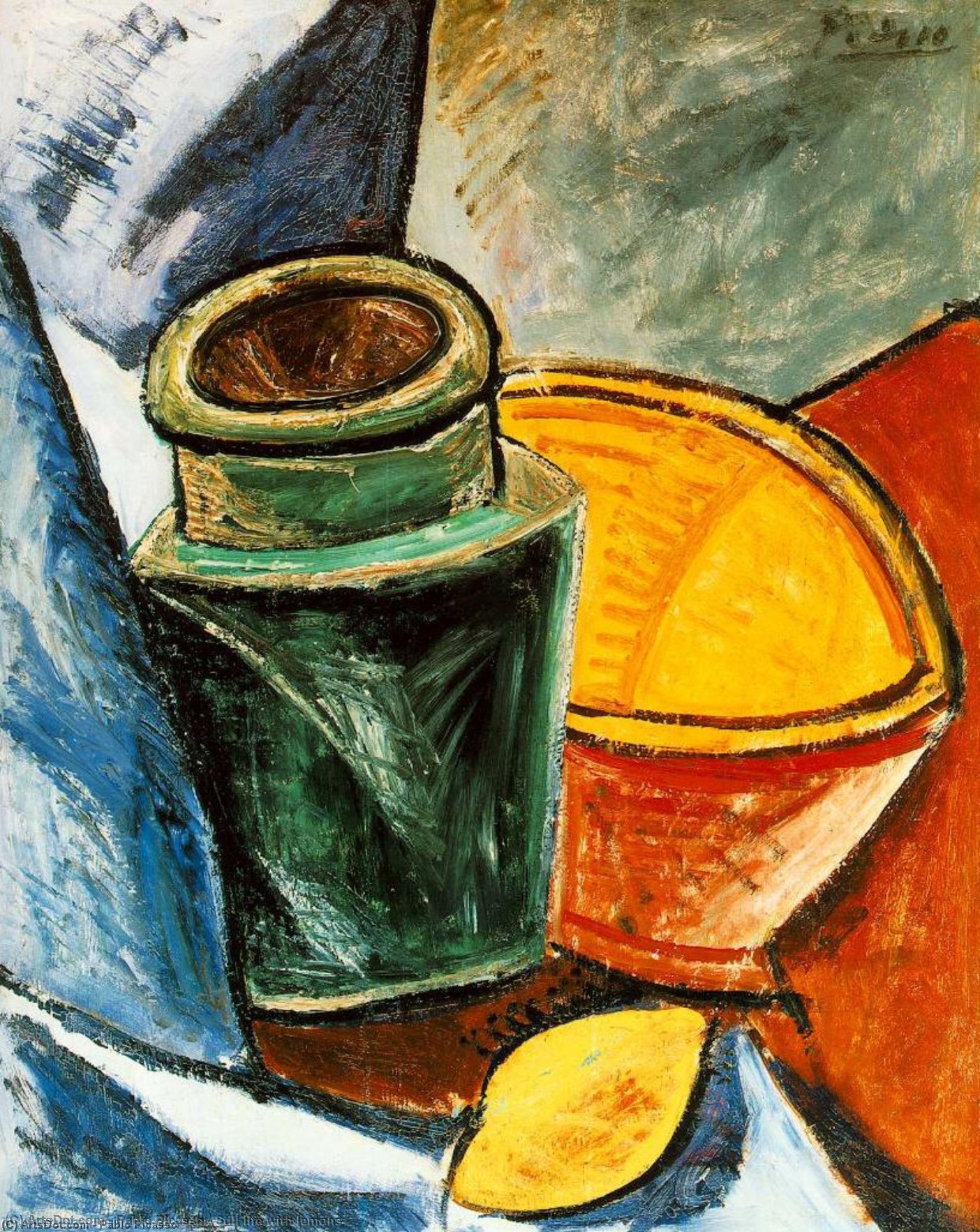 Wikioo.org - สารานุกรมวิจิตรศิลป์ - จิตรกรรม Pablo Picasso - Still life with lemons
