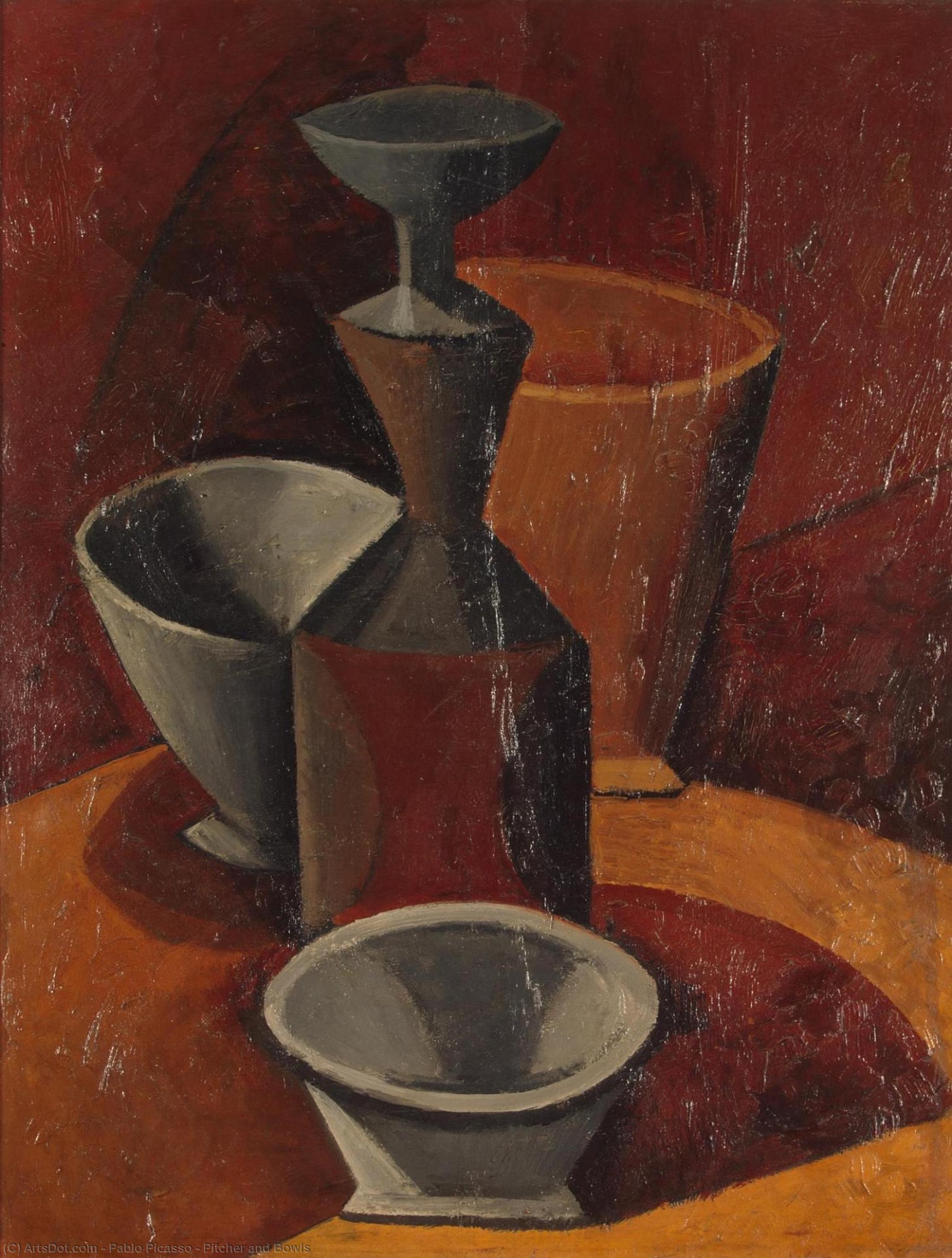 WikiOO.org - Enciklopedija likovnih umjetnosti - Slikarstvo, umjetnička djela Pablo Picasso - Pitcher and Bowls