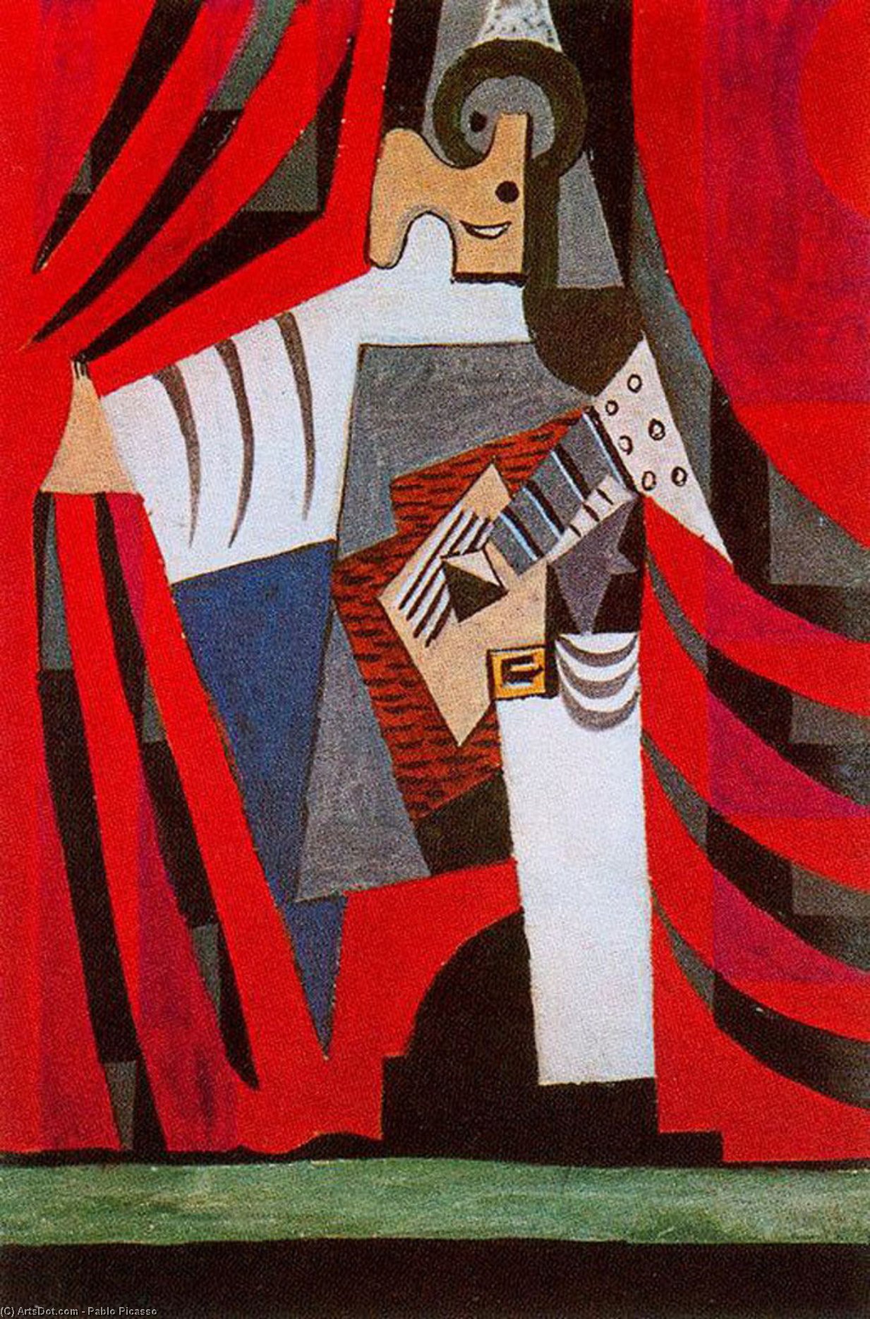 WikiOO.org - 백과 사전 - 회화, 삽화 Pablo Picasso - Punchinello with guitar