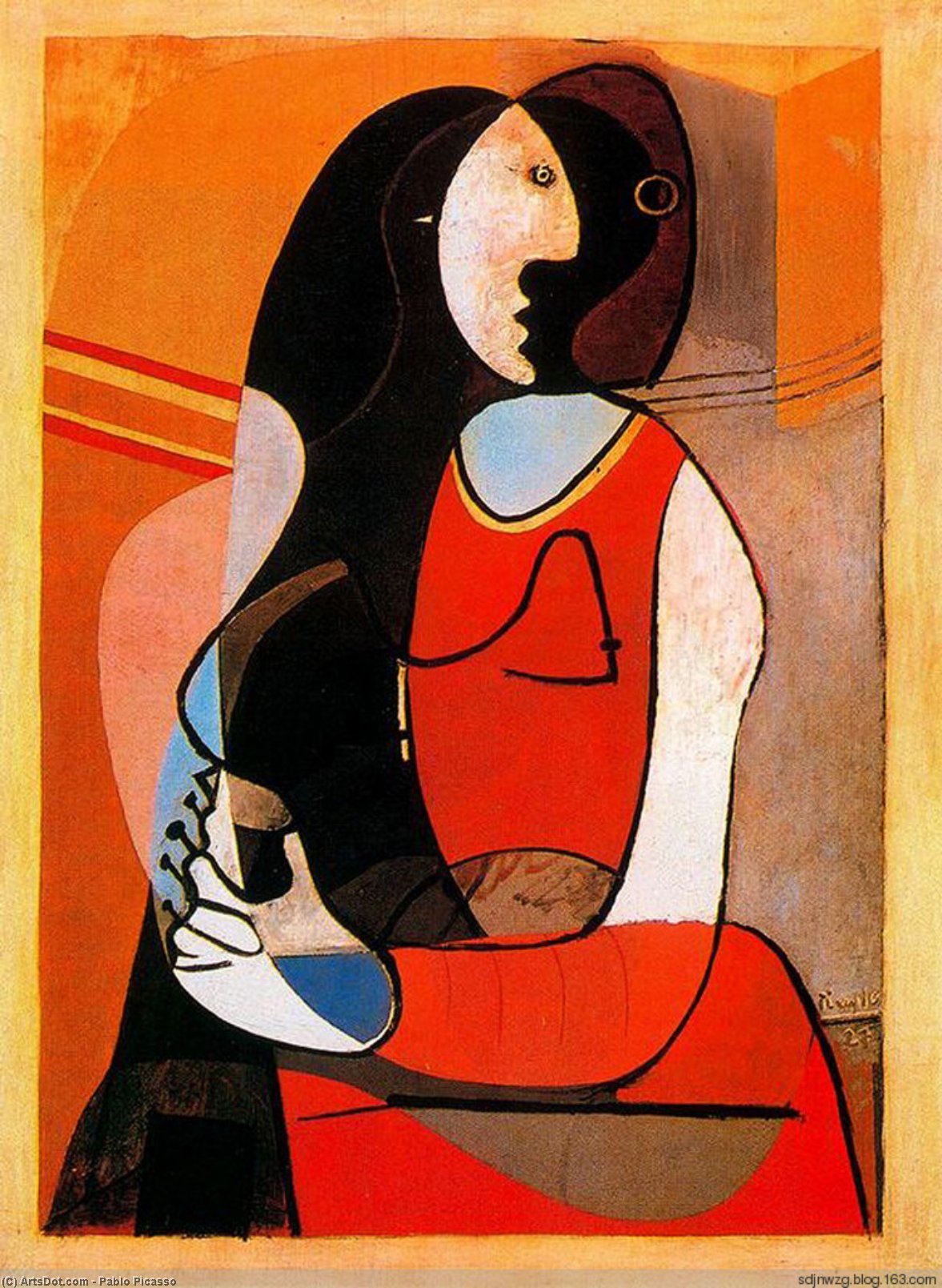 Wikioo.org - The Encyclopedia of Fine Arts - Painting, Artwork by Pablo Picasso - Seated woman