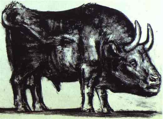 Wikioo.org - The Encyclopedia of Fine Arts - Painting, Artwork by Pablo Picasso - Bull (plate II)