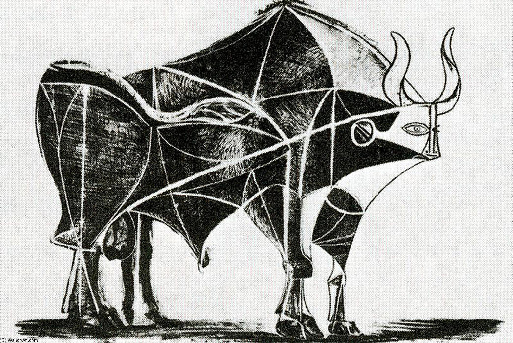 Wikioo.org – L'Encyclopédie des Beaux Arts - Peinture, Oeuvre de Pablo Picasso - Taureau ( plaque v )