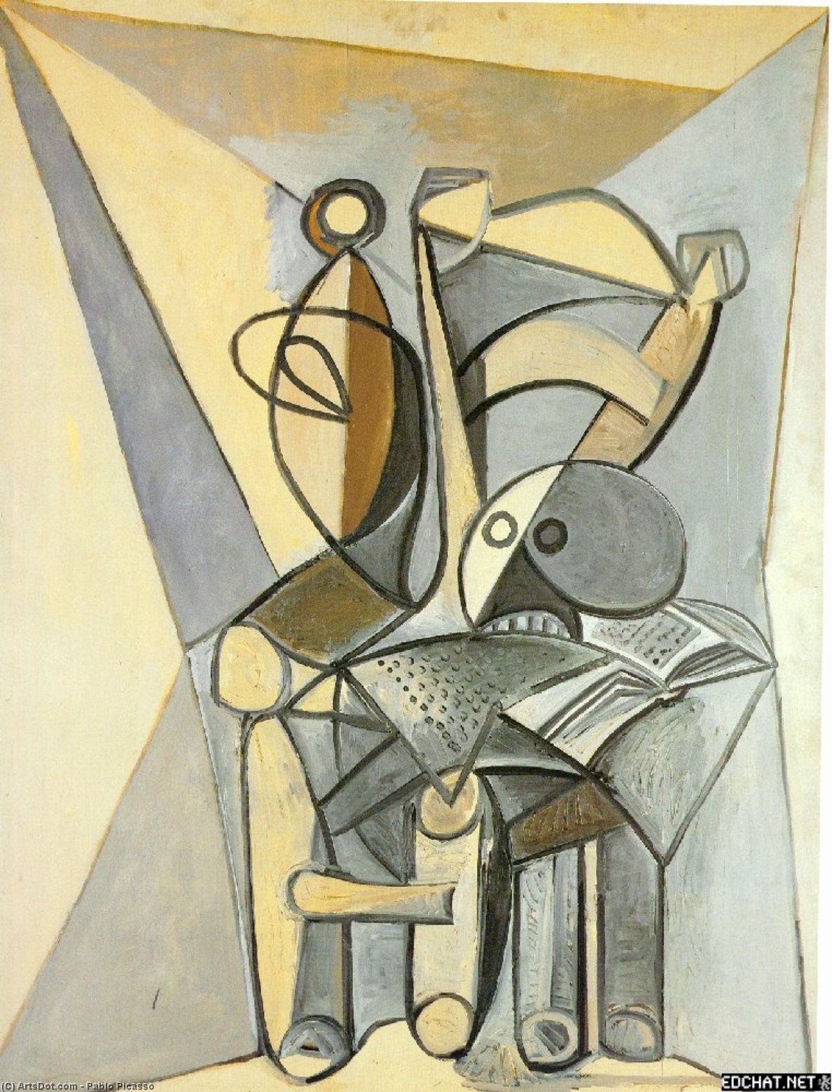 Wikioo.org - The Encyclopedia of Fine Arts - Painting, Artwork by Pablo Picasso - Still life with skull on an armchair