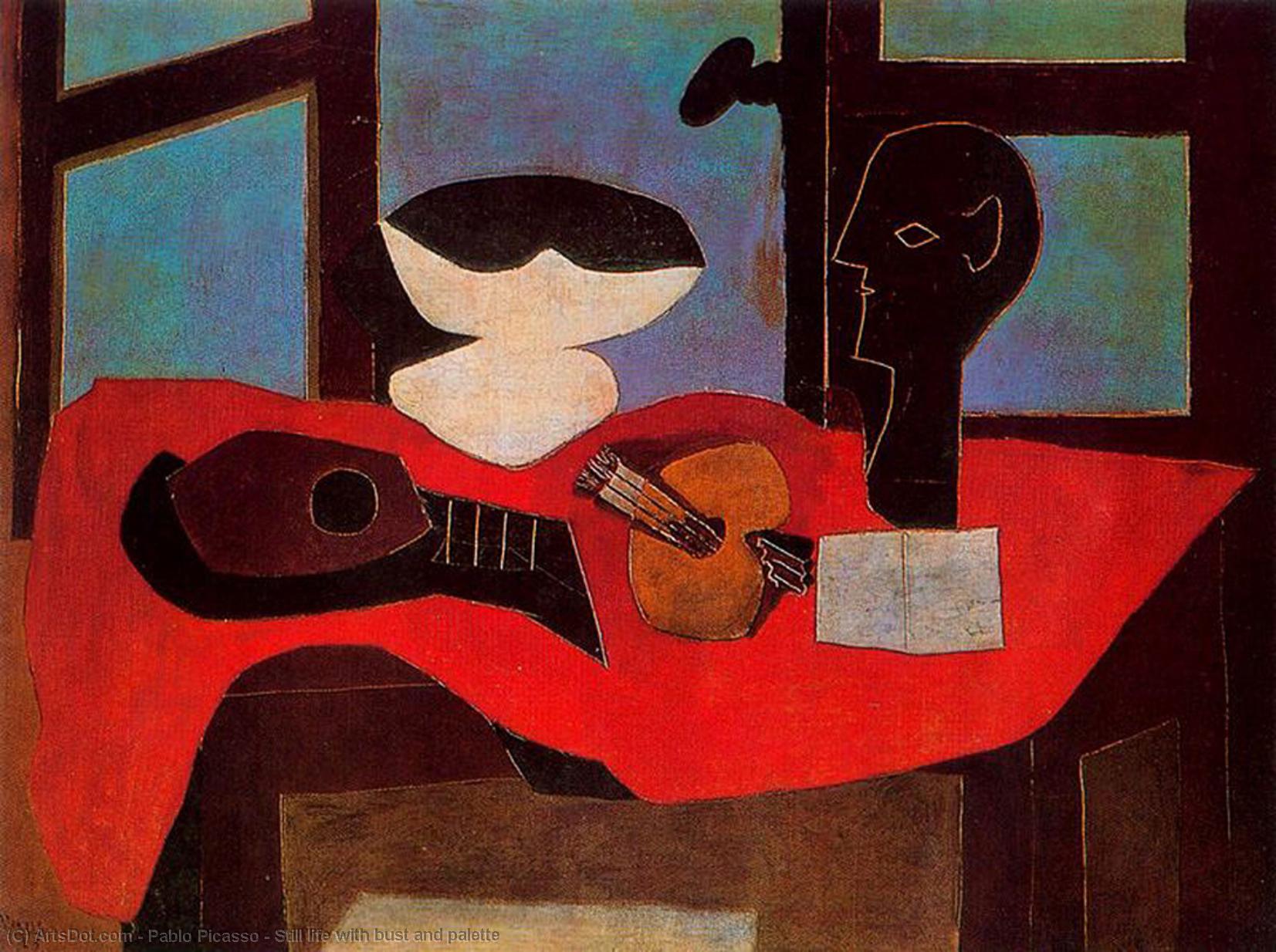 Wikioo.org - The Encyclopedia of Fine Arts - Painting, Artwork by Pablo Picasso - Still life with bust and palette