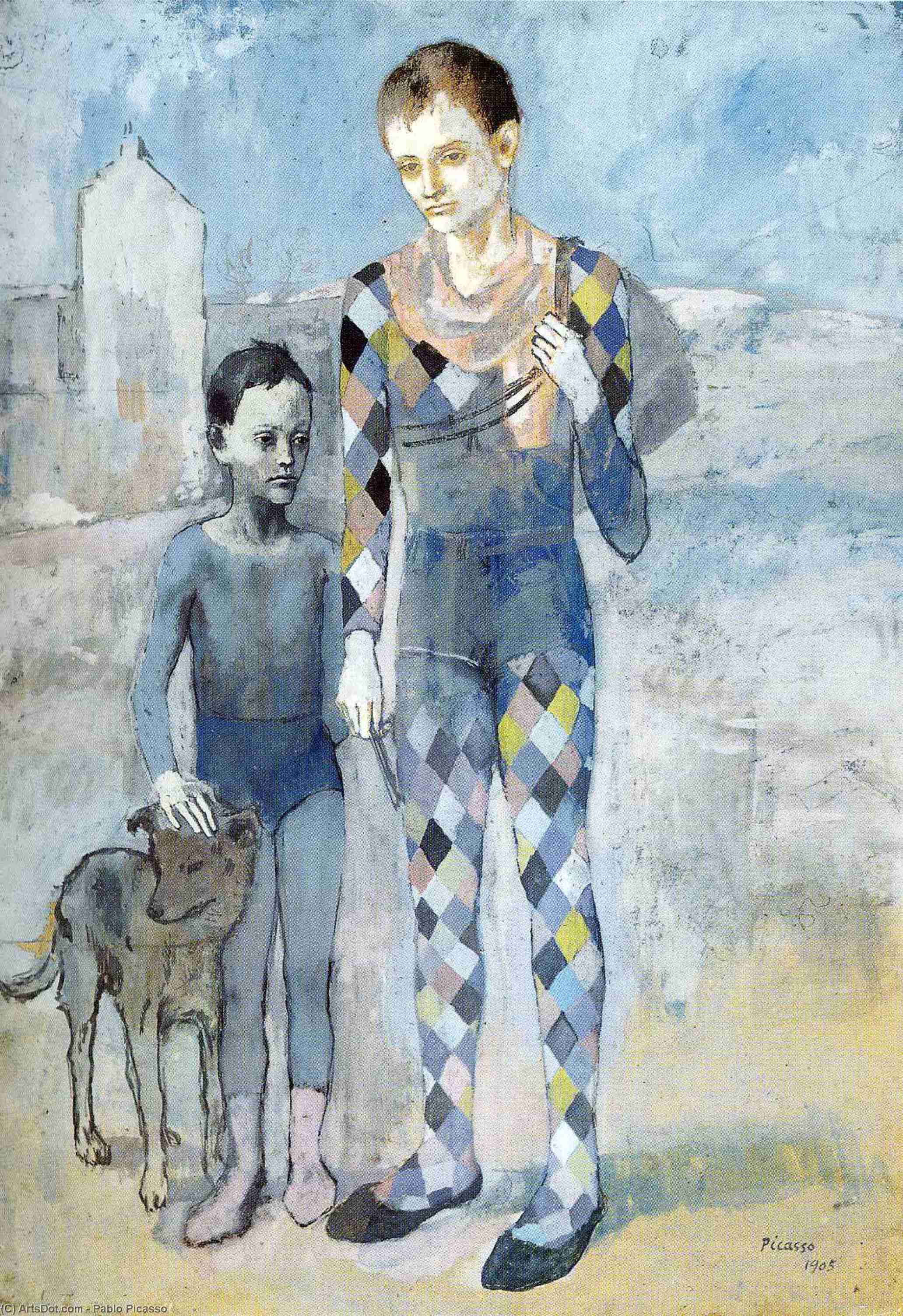 WikiOO.org - Encyclopedia of Fine Arts - Maľba, Artwork Pablo Picasso - Two acrobats with a dog