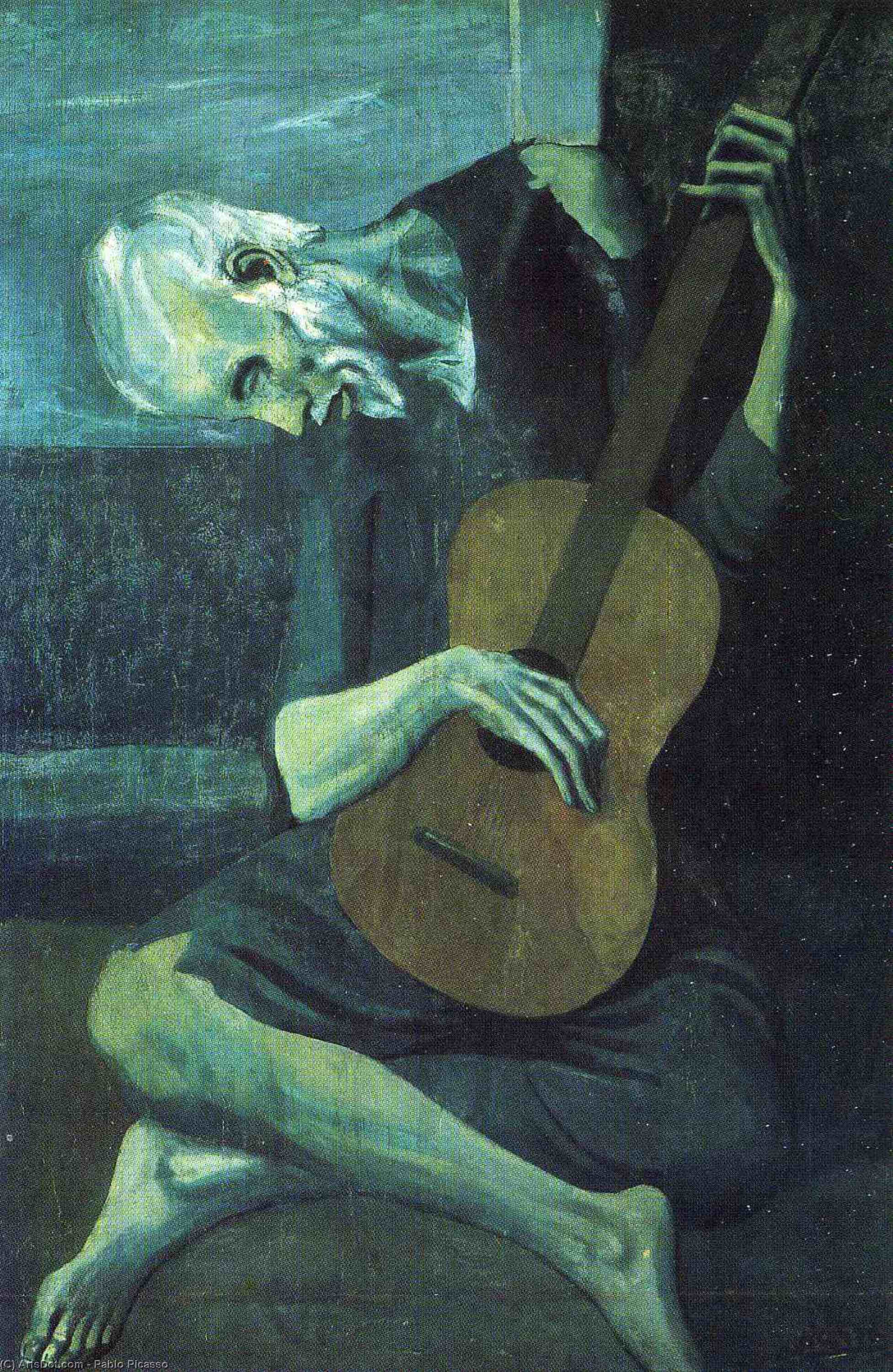 WikiOO.org - Encyclopedia of Fine Arts - Festés, Grafika Pablo Picasso - The old blind guitarist